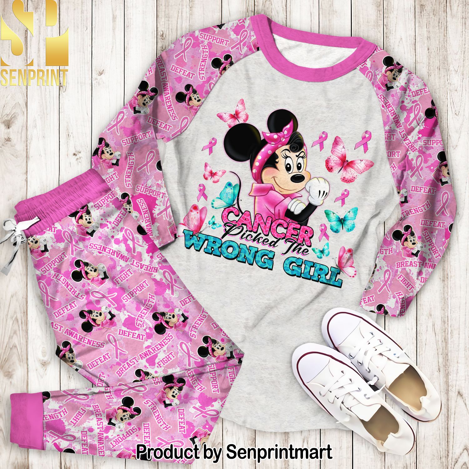 Minnie Mouse Cancer Pick The Wrong Girl Unisex Full Printed Pajamas Set