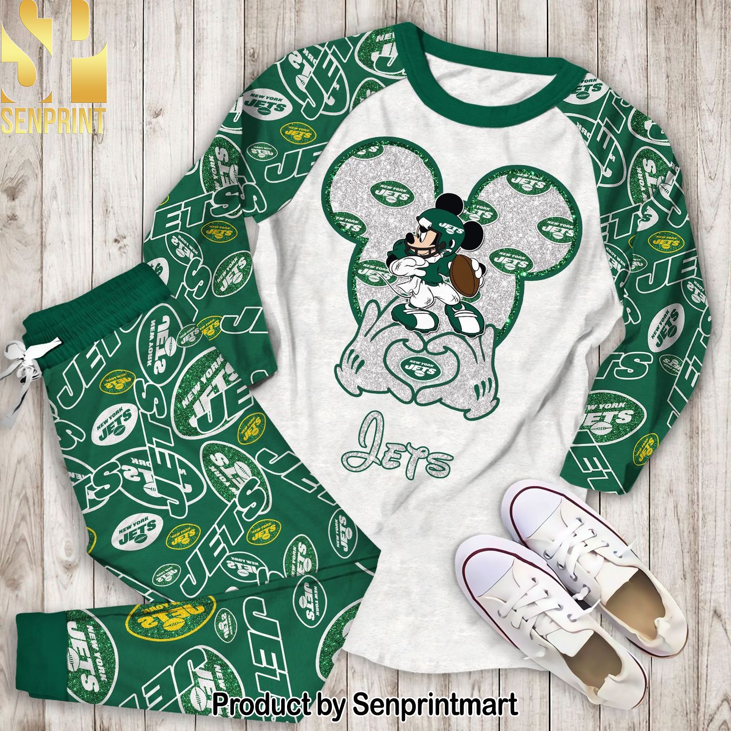 New York Jets Football Mickey Disney Full Print Unisex Pajamas Set