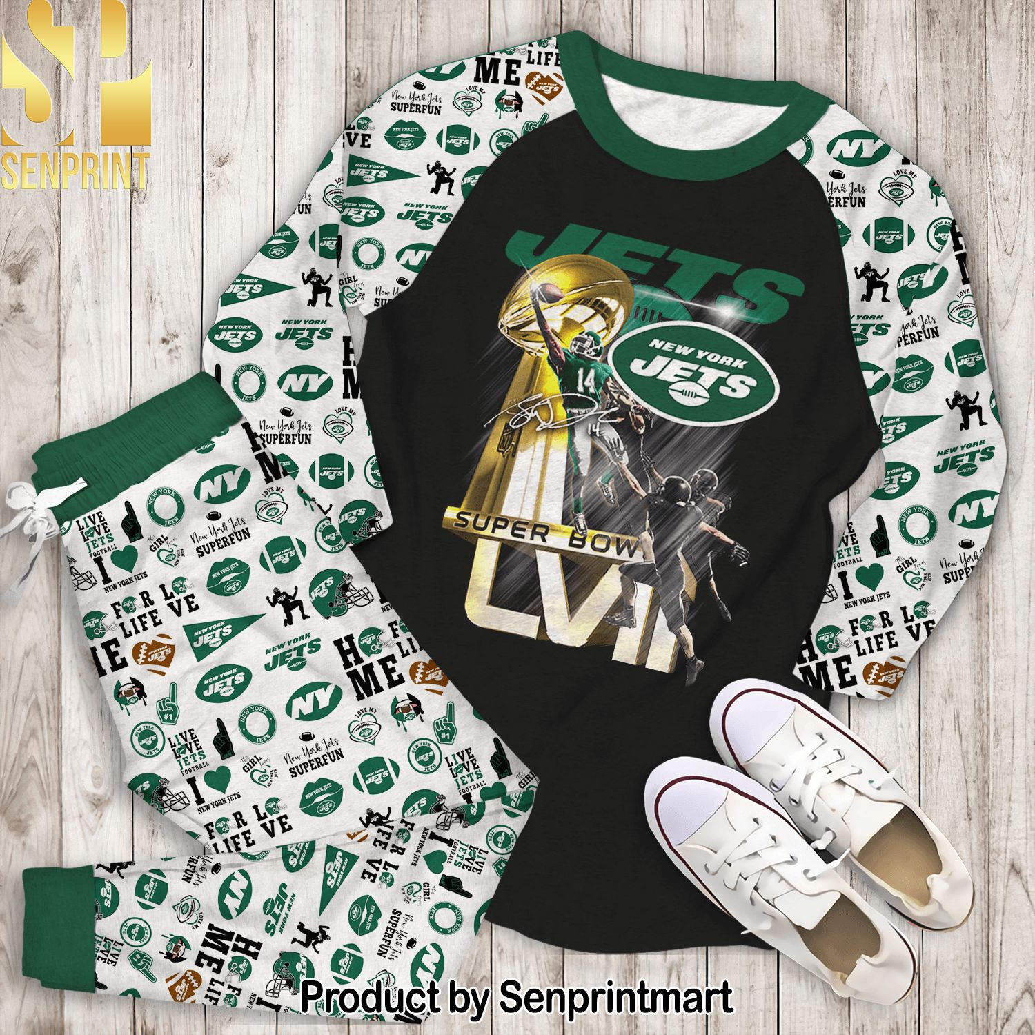 New York Jets Super Bowl 3D Full Printed Pajamas Set