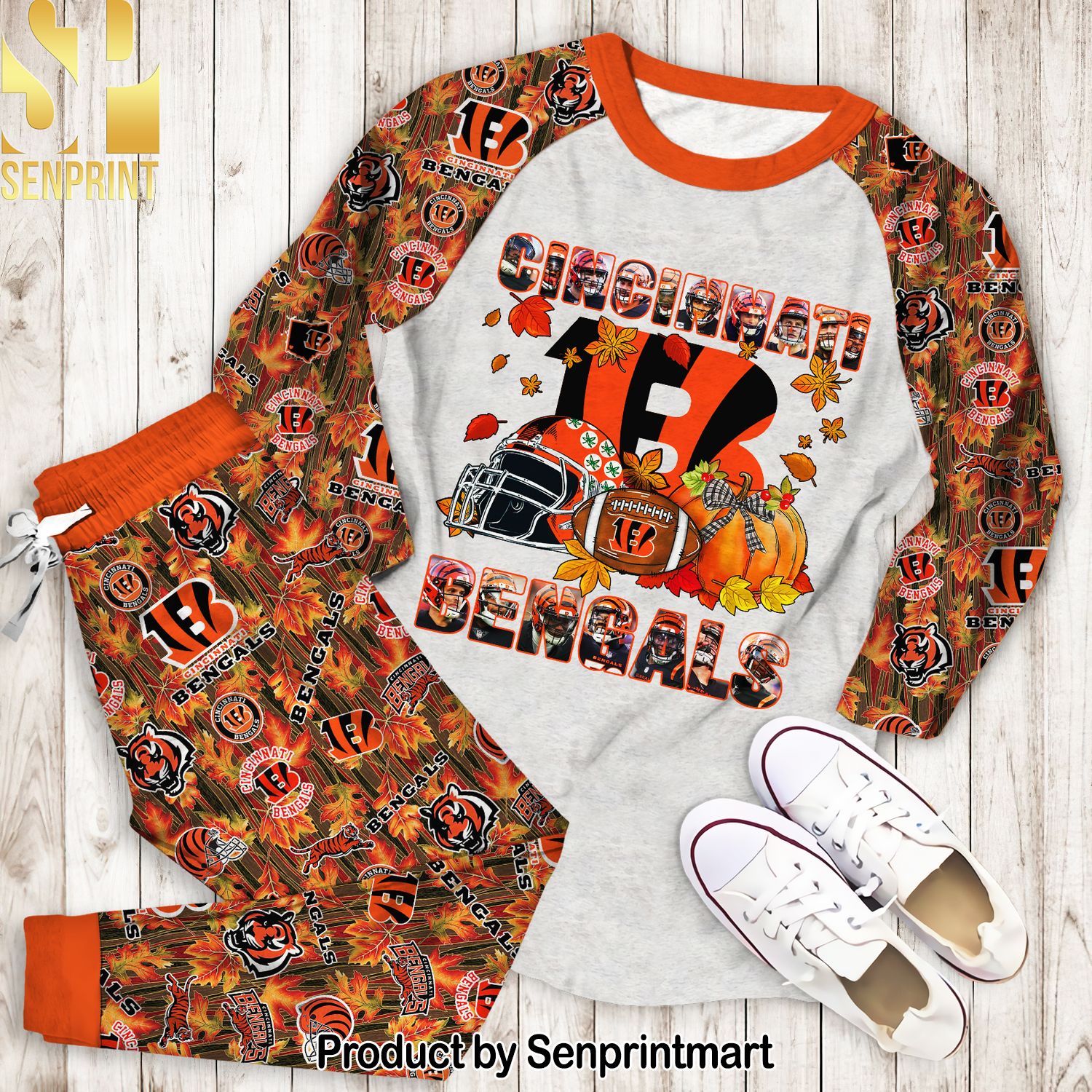 NFL Cincinnati Bengals Full Print 3D Pajamas Set