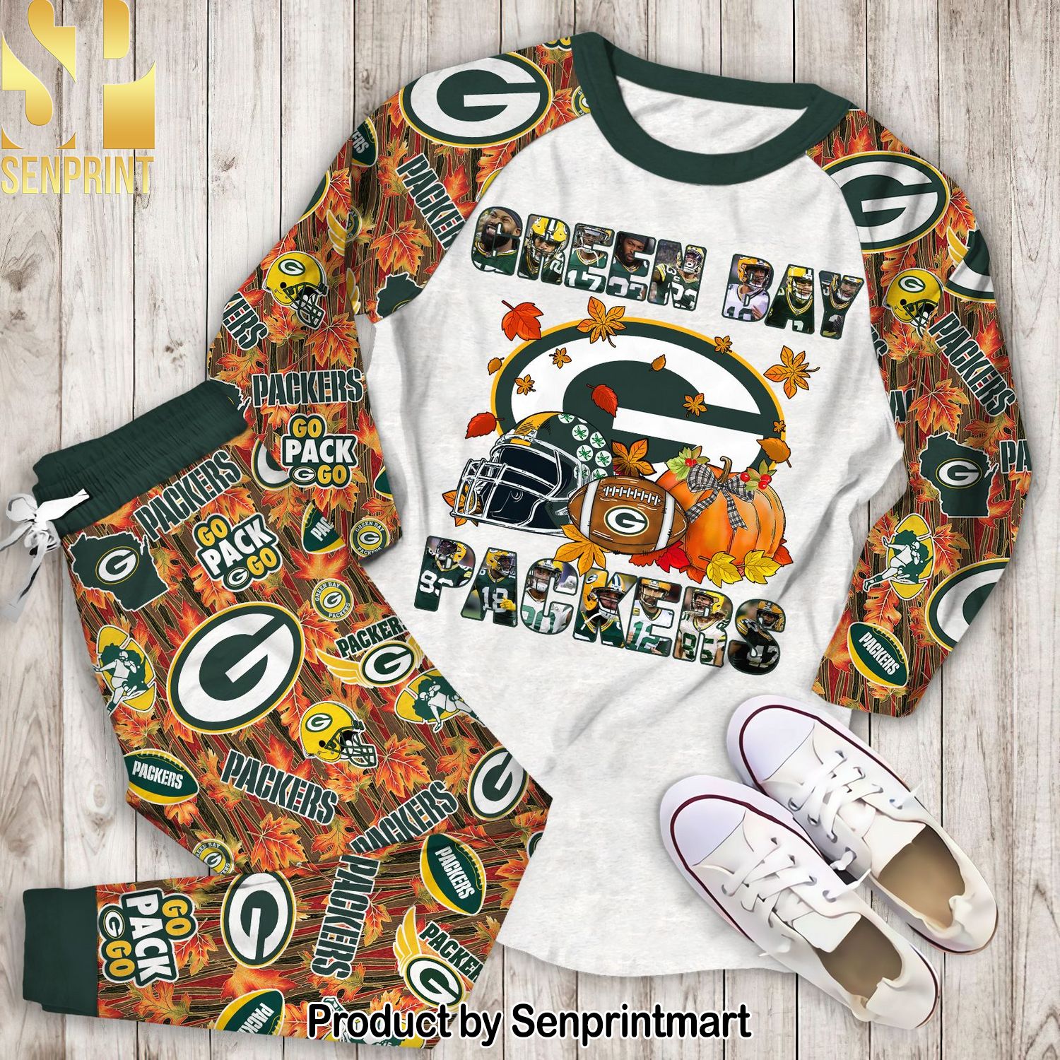 NFL Green Bay Packers Unisex All Over Print Pajamas Set