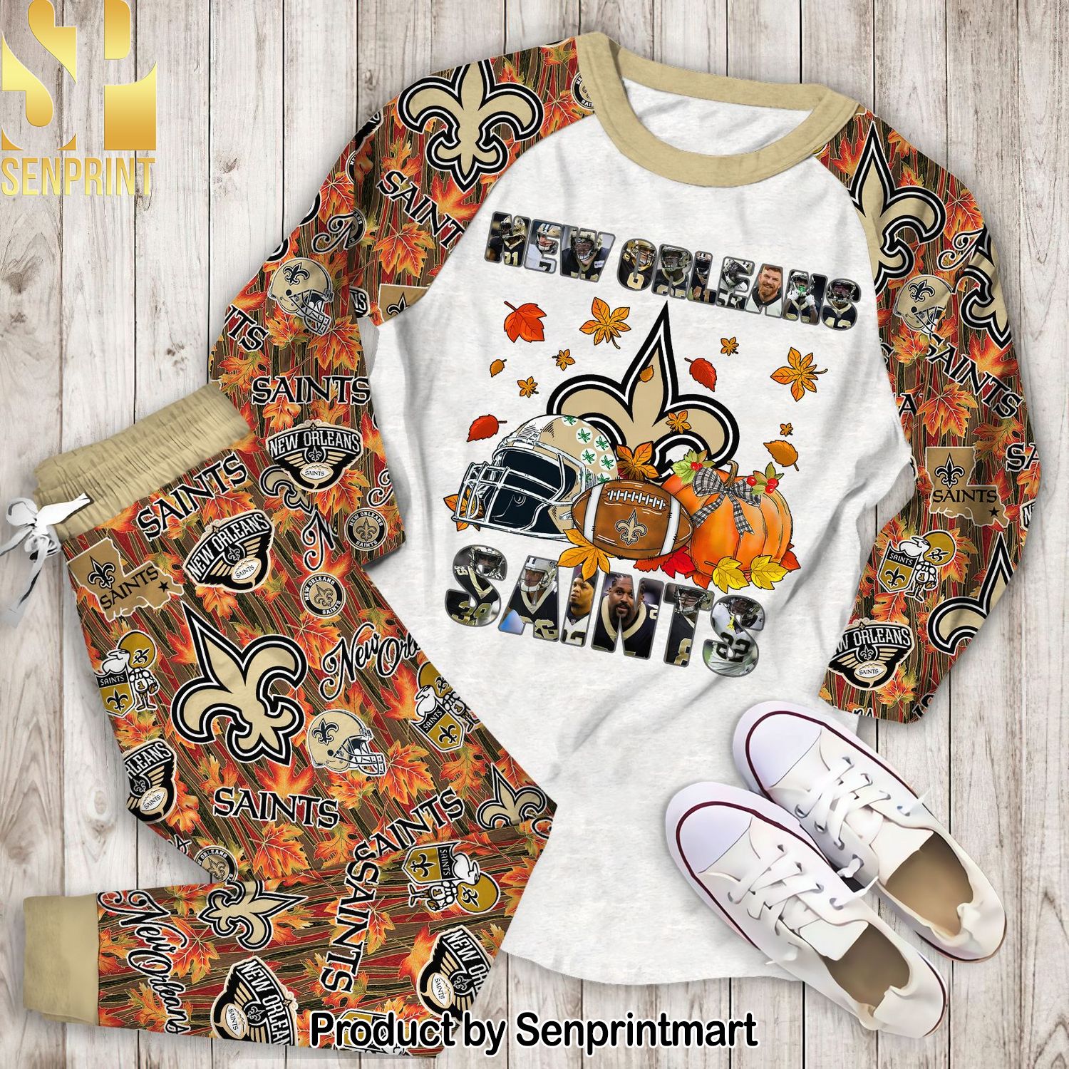 NFL New Orleans Saints All Over Printed Unisex Pajamas Set