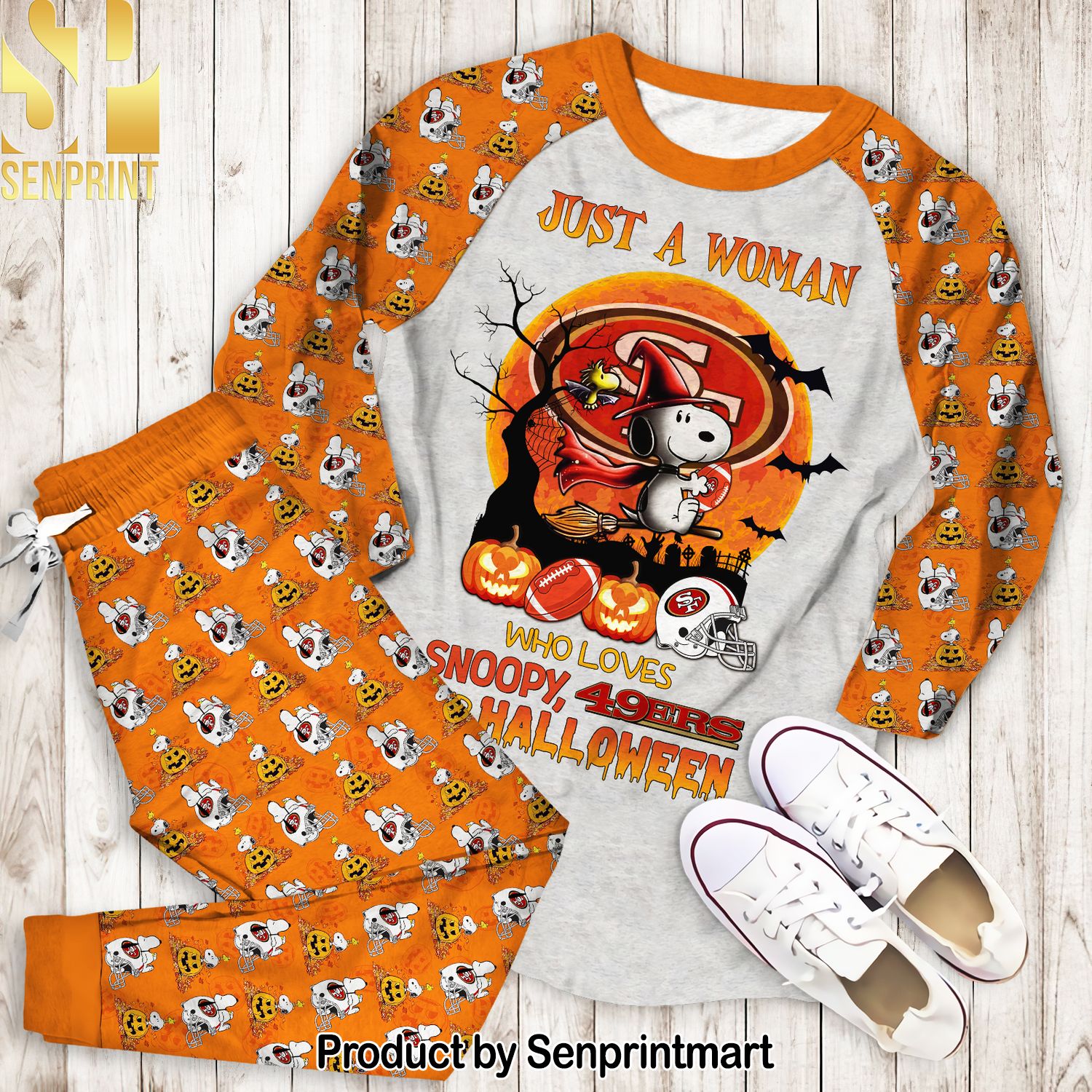NFL San Francisco 49ers Just A Girl Who Love Snoopy, 49ers And Halloween 3D Full Print Pajamas Set