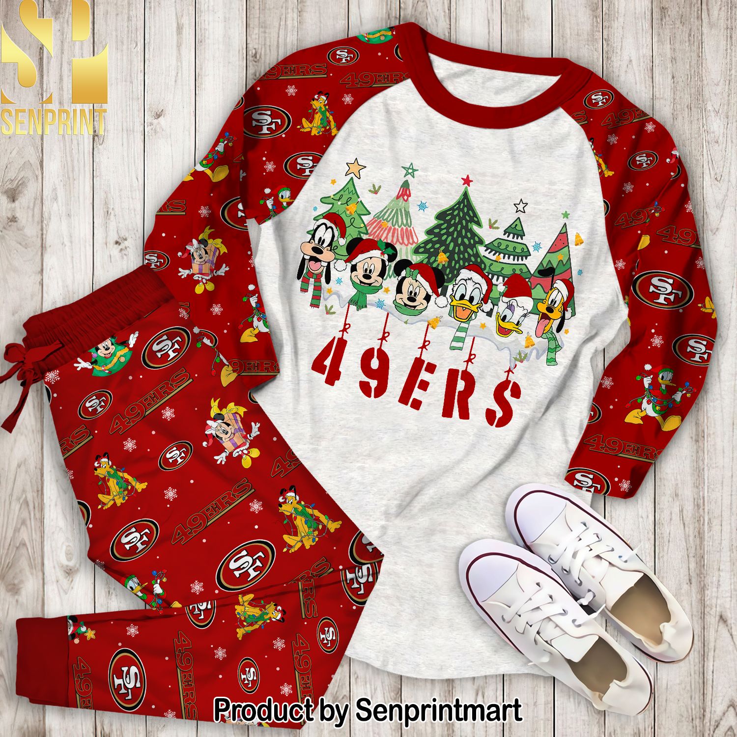 NFL San Francisco 49ers Mickey Christmas Awesome Outfit Pajamas Set