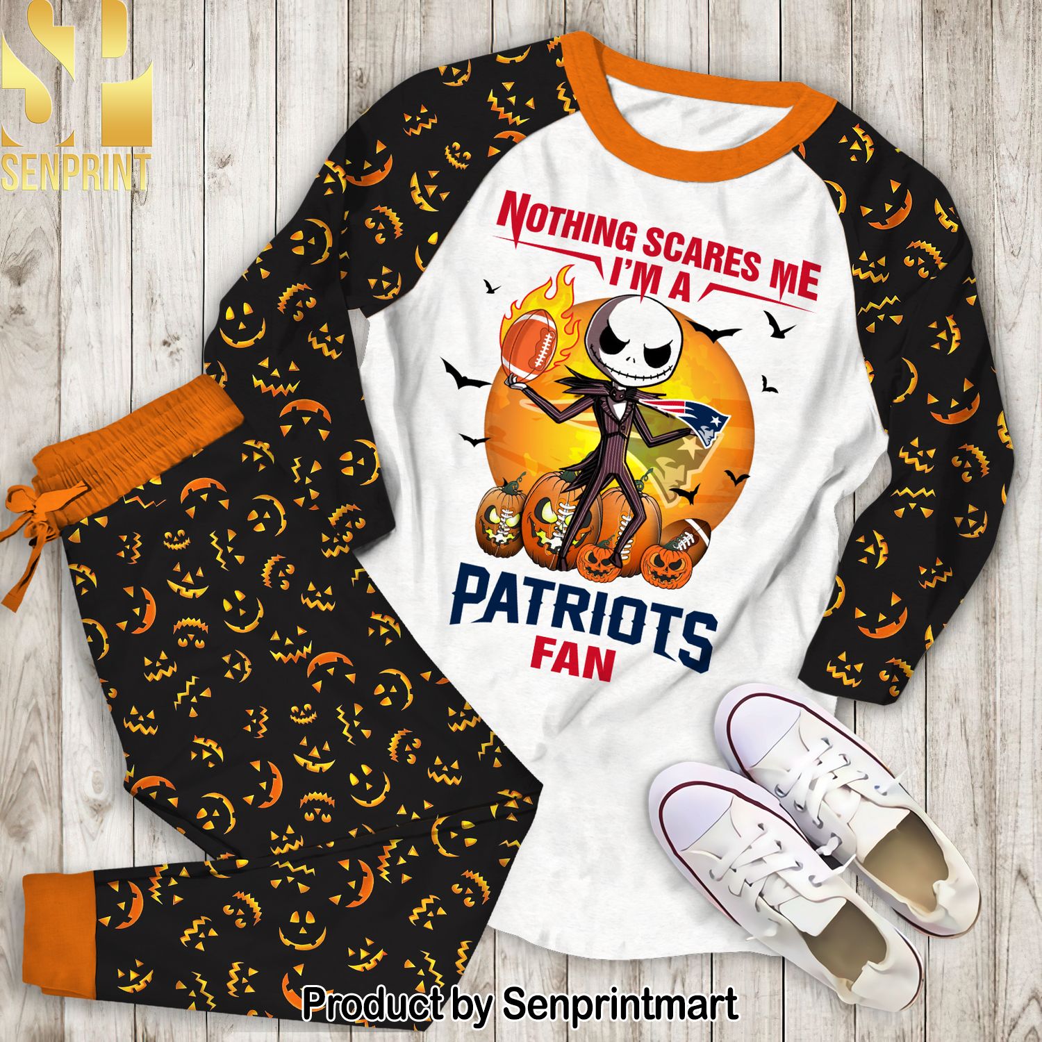 Nothing Scares Me I’m A Patriots Fan Full Printing Unisex Pajamas Set