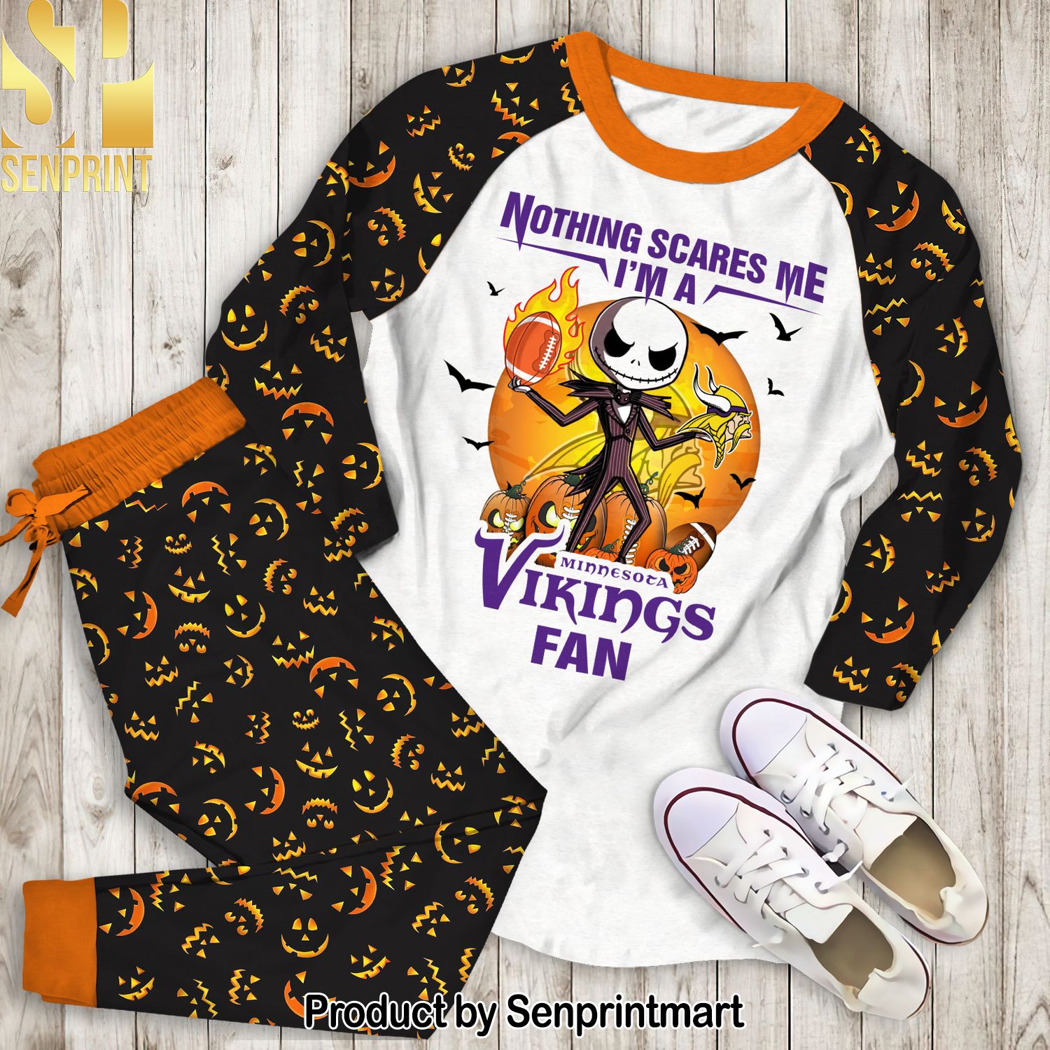 Nothing Scares Me I’m A Vikings Fan All Over Print 3D Pajamas Set
