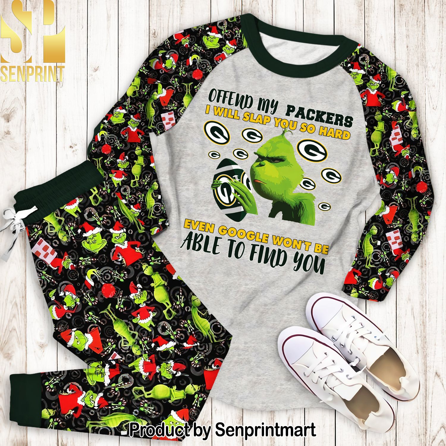 Offend My Green Bay Packers I Will Slap You So Hard Full Printing Unisex Pajamas Set