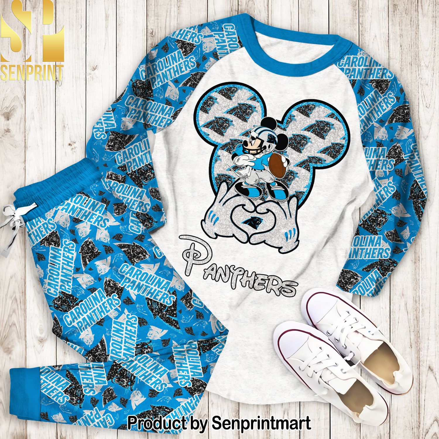 Panthers Football Mickey Disney All Over Print Unisex Pajamas Set