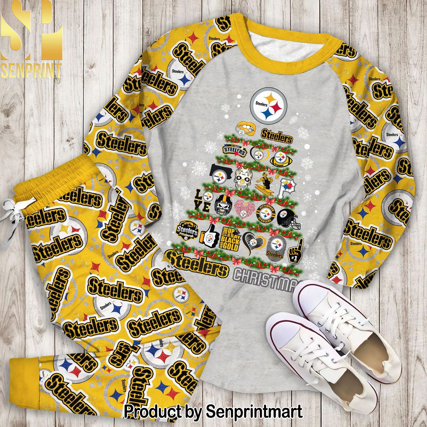 Pittsburgh Steelers Christmas 3D Full Printing Pajamas Set