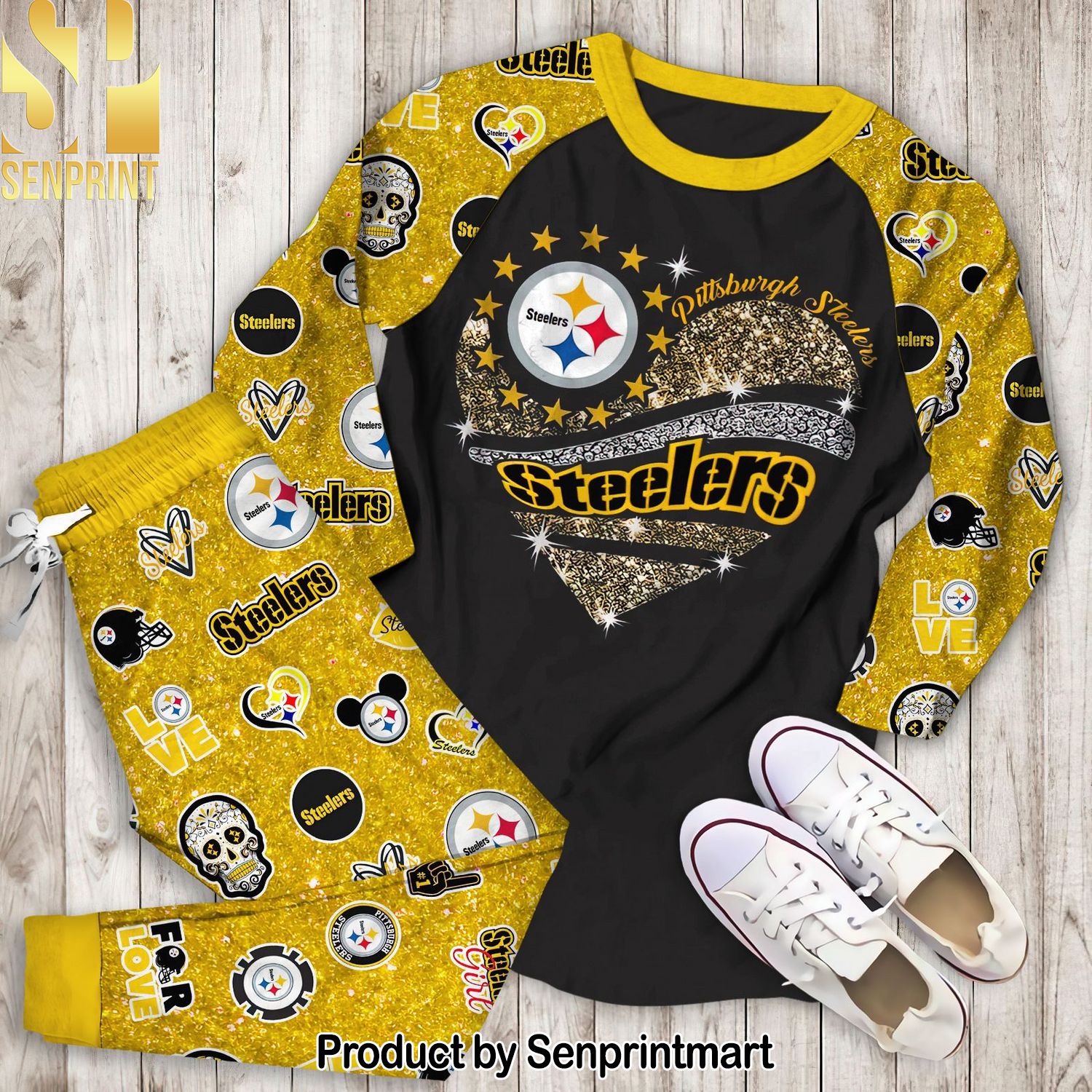 Pittsburgh Steelers Premium Full Printed 3D Pajamas Set
