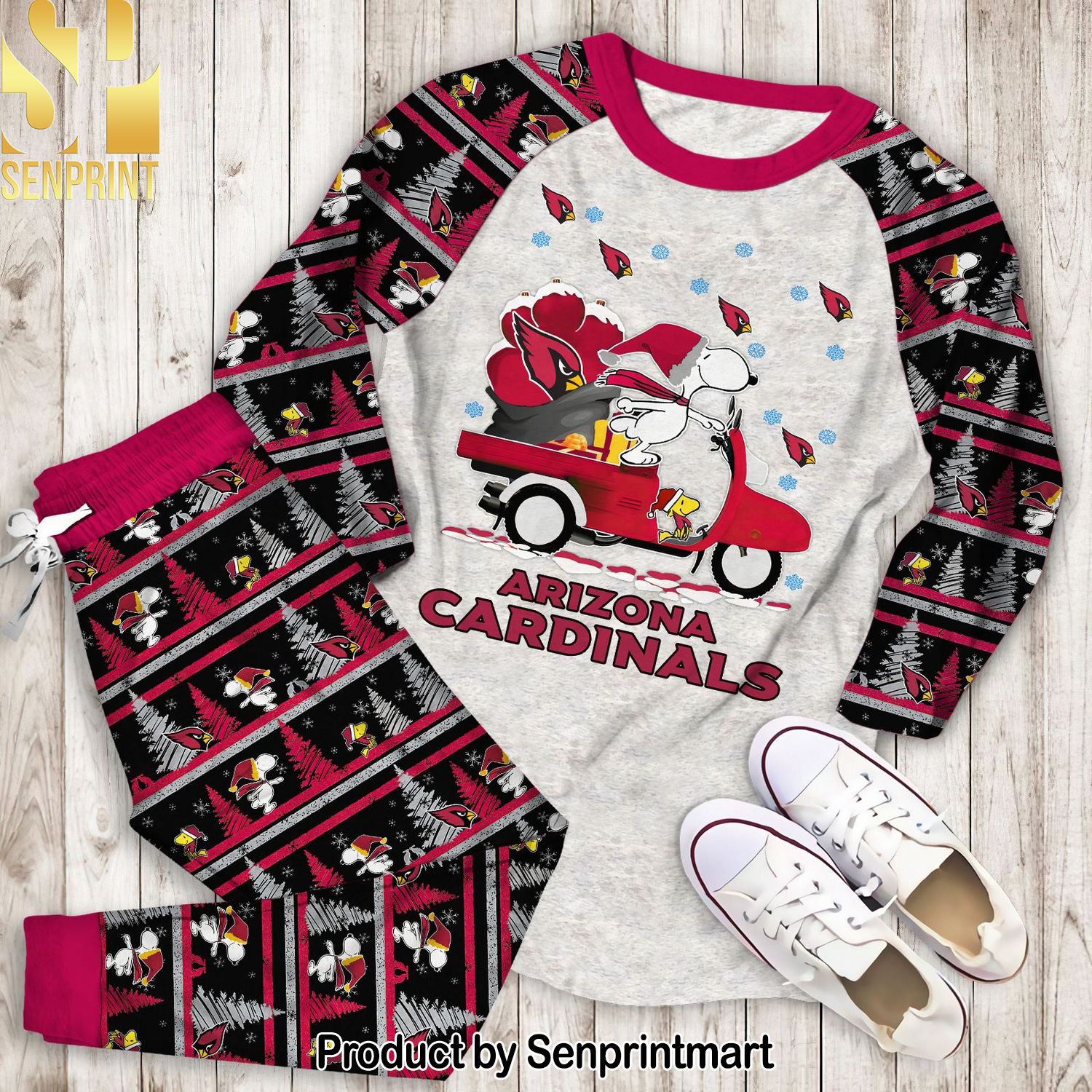 Snoopy Arizona Cardinals Christmas Classic All Over Print Pajamas Set