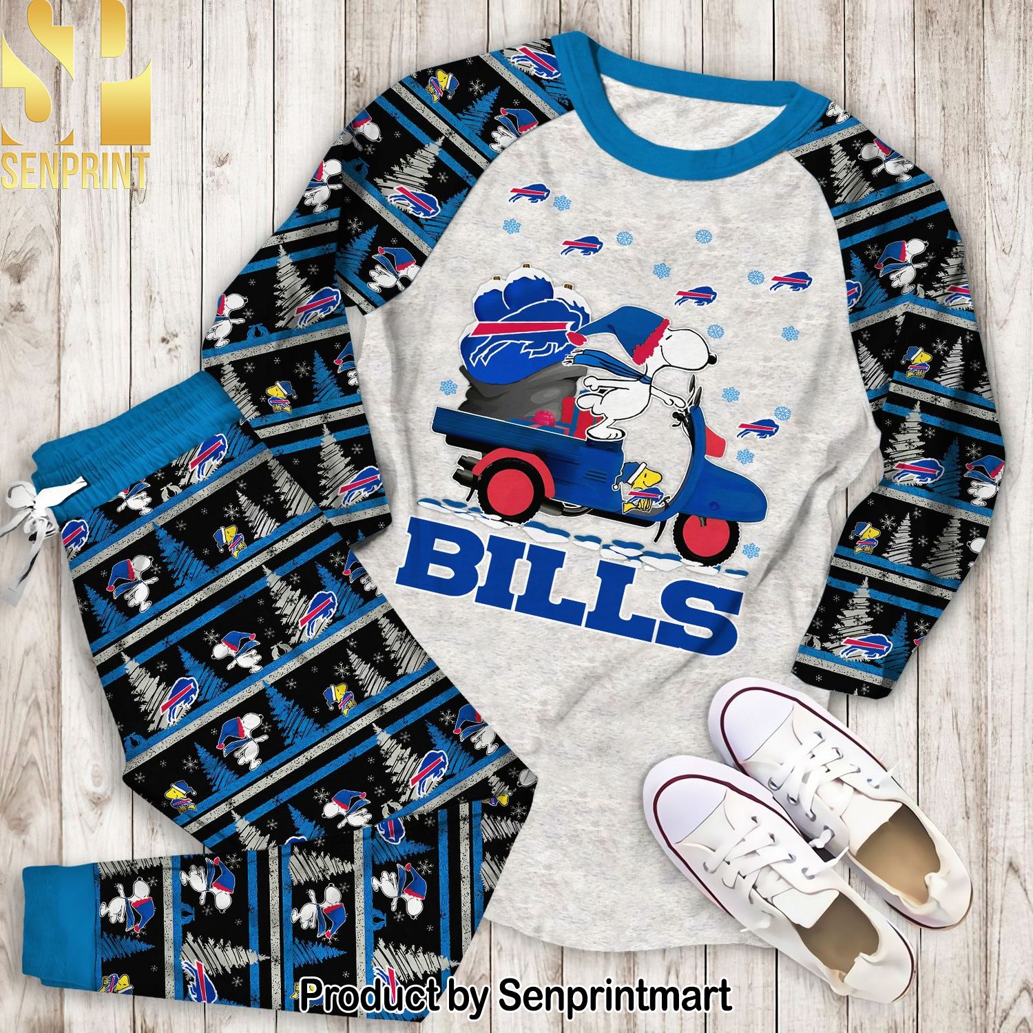 Snoopy Buffalo Bills Christmas All Over Printed Unisex Pajamas Set
