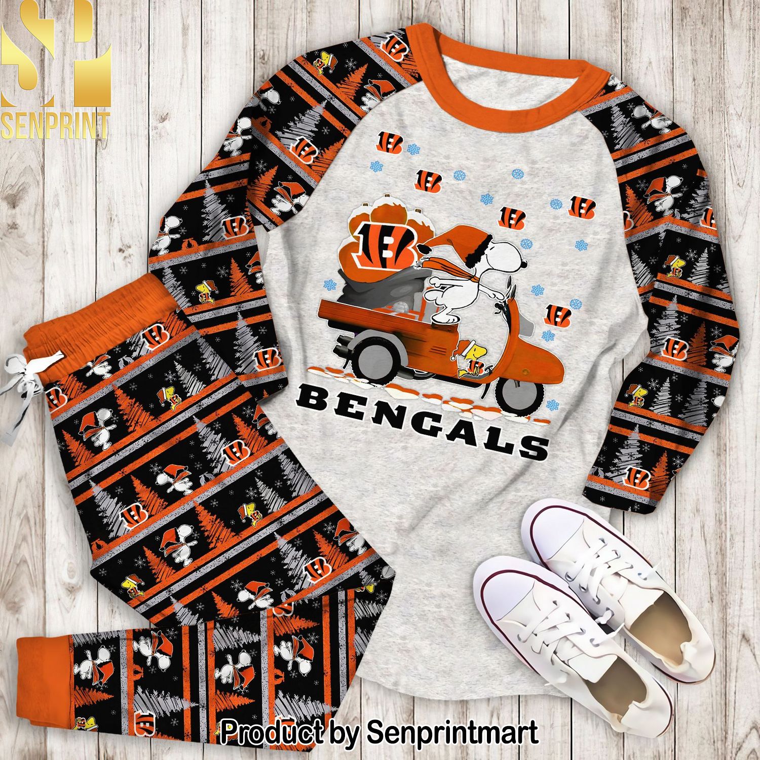 Snoopy Cincinnati Bengals Christmas Unisex All Over Printed Pajamas Set