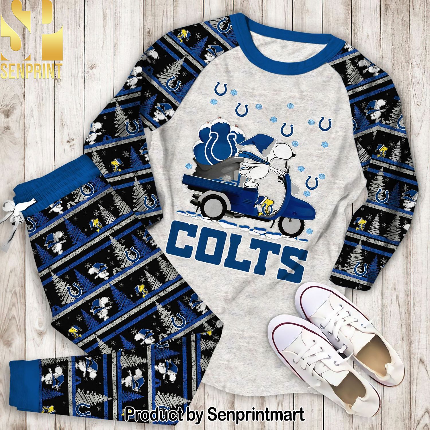 Snoopy Indianapolis Colts Christmas Unisex All Over Print Pajamas Set
