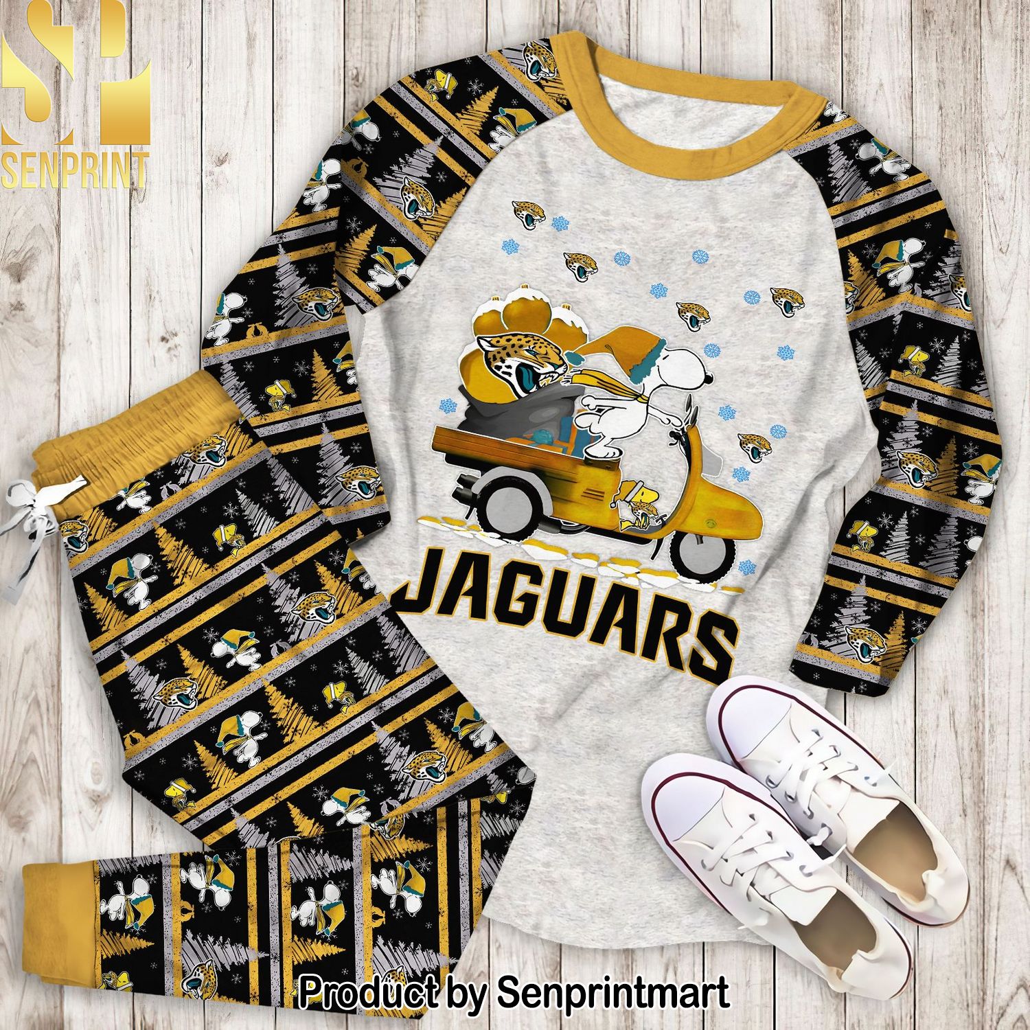 Snoopy Jacksonville Jaguars Christmas 3D Full Print Pajamas Set