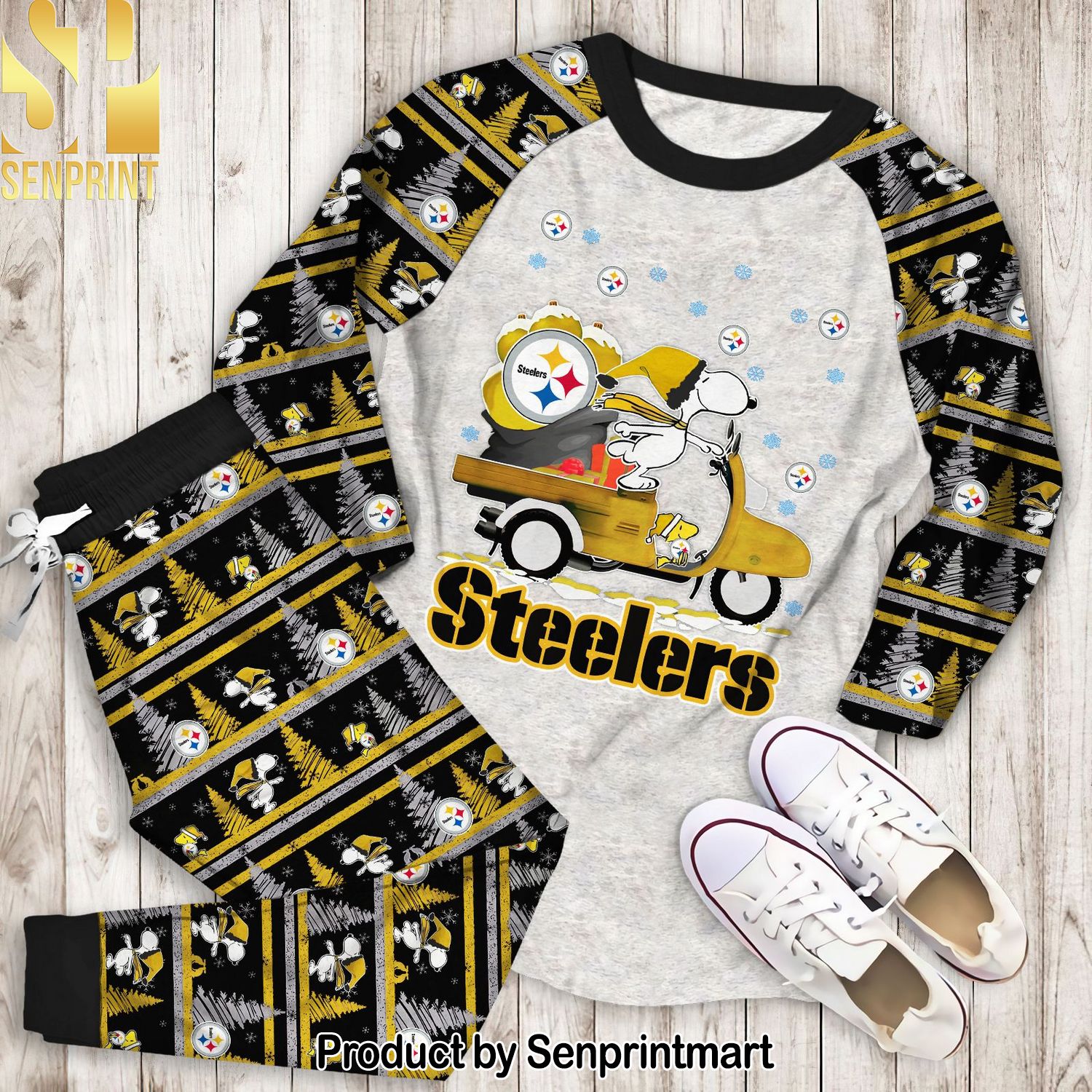 Snoopy Pittsburgh Steelers Christmas Full Printed 3D Pajamas Set