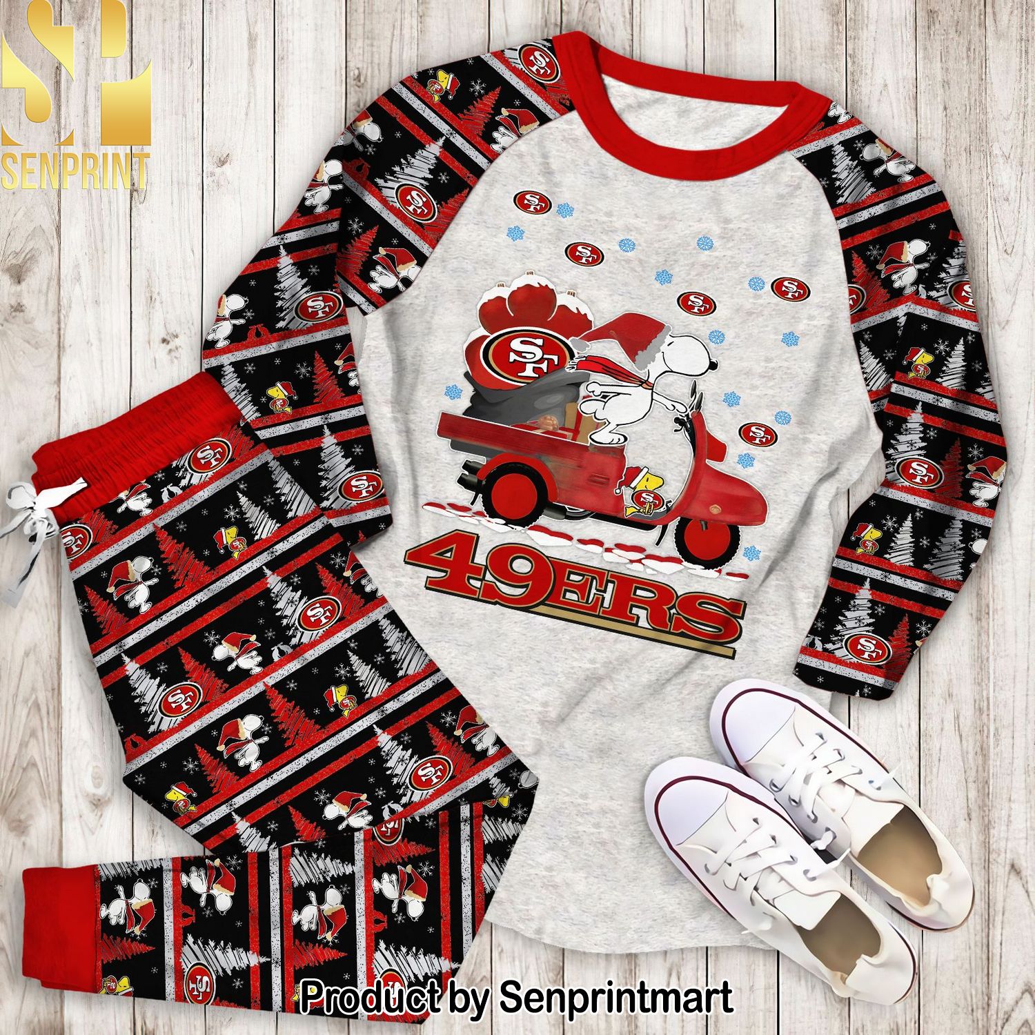 Snoopy San Francisco 49ers Christmas All Over Print Classic Pajamas Set