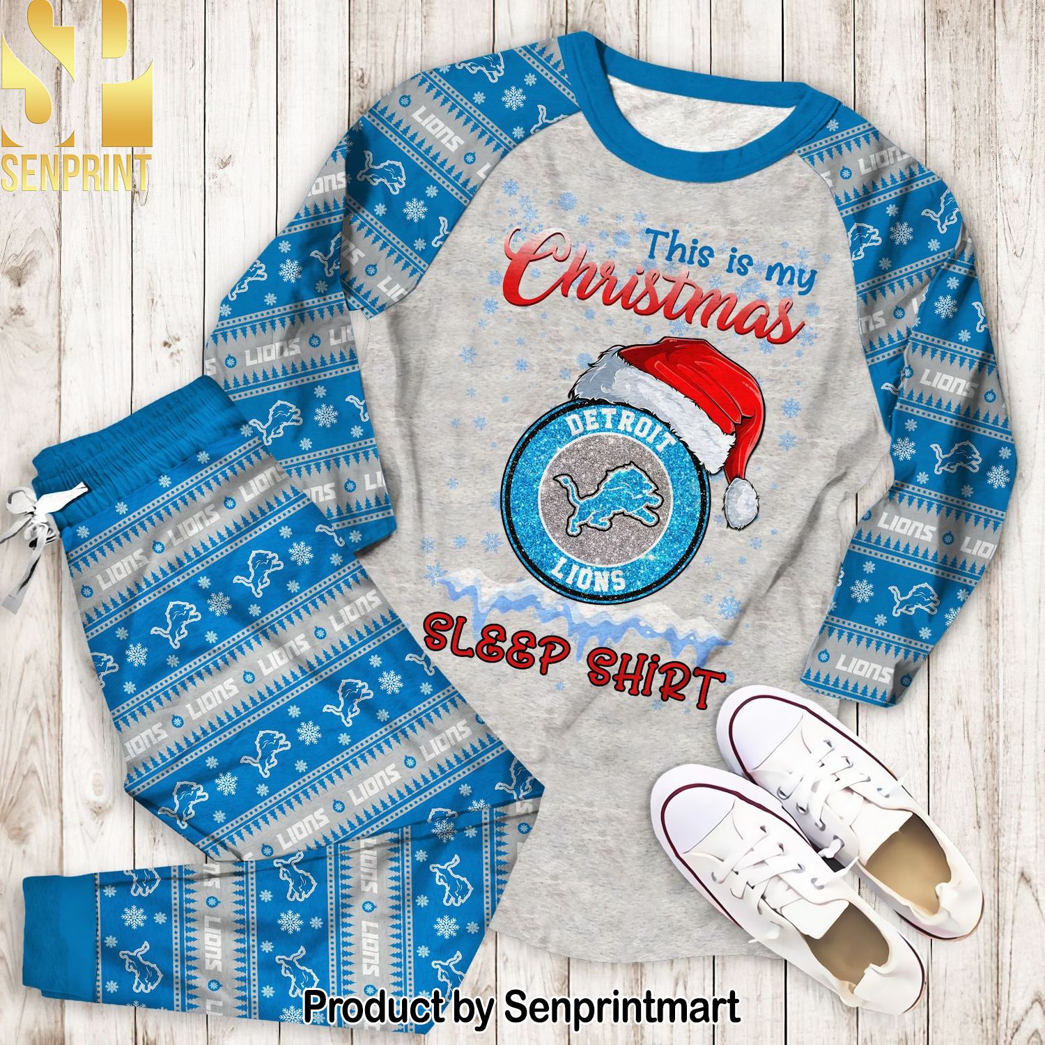This is my Christmas Detroit Lions Full Print 3D Pajamas Set
