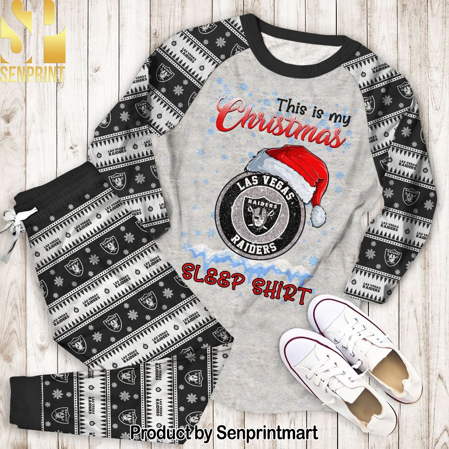 This is my Christmas Las Vegas Raiders All Over Printed Classic Pajamas Set