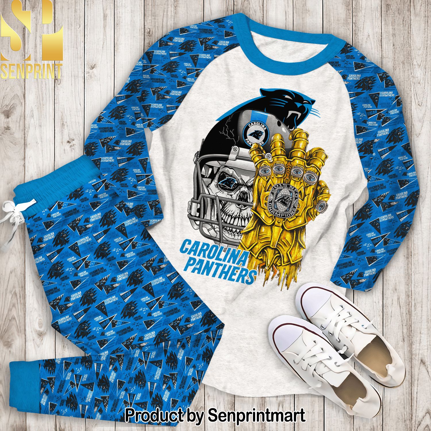 World Champion Carolina Panthers Classic All Over Printed Pajamas Set