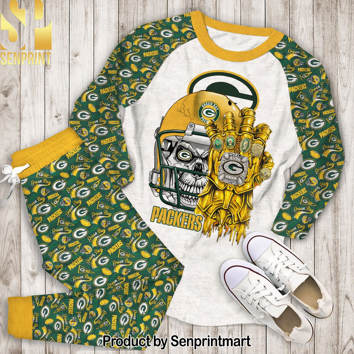 World Champion Green Bay Packers Classic Full Print Pajamas Set