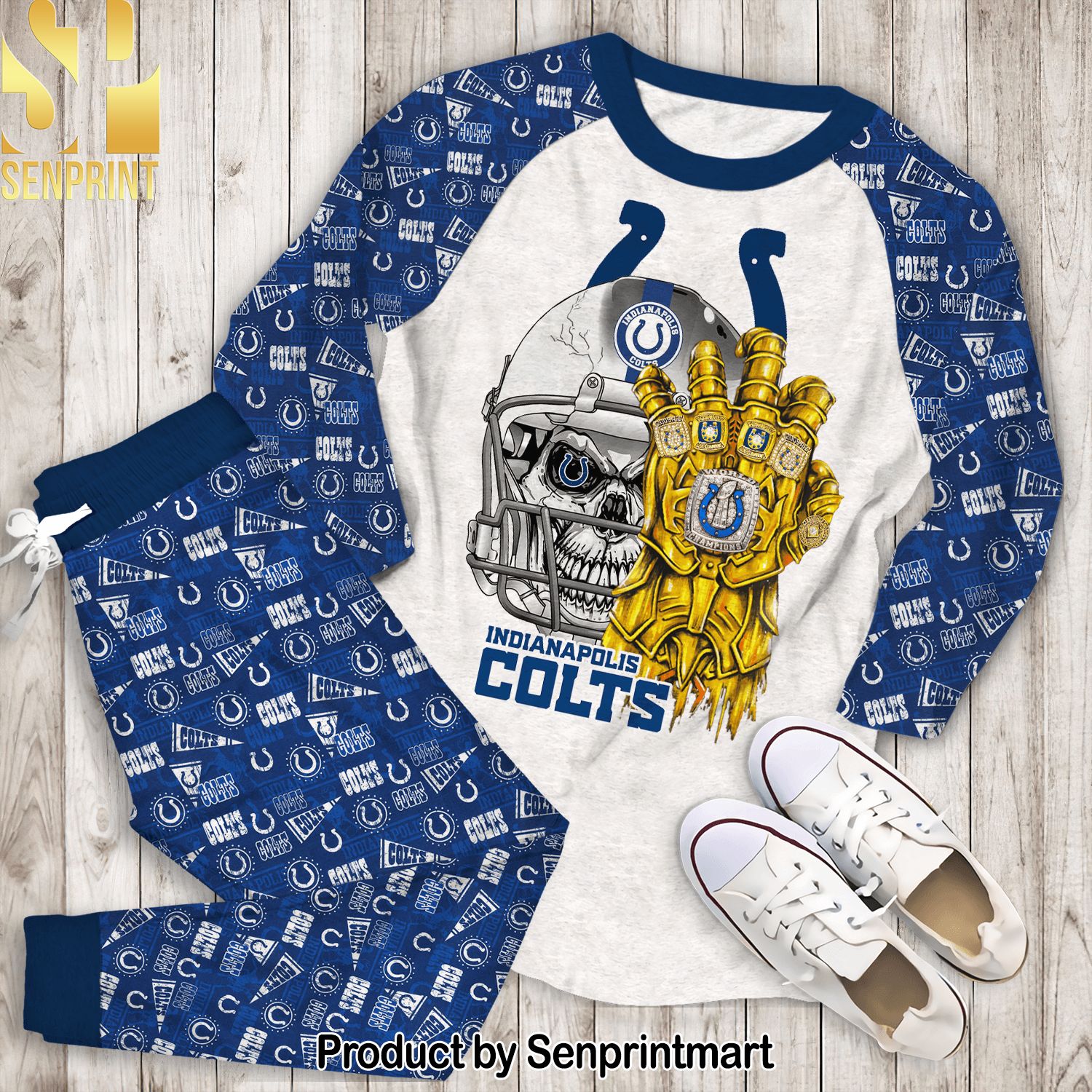 World Champion Indianapolis Colts All Over Printed Unisex Pajamas Set