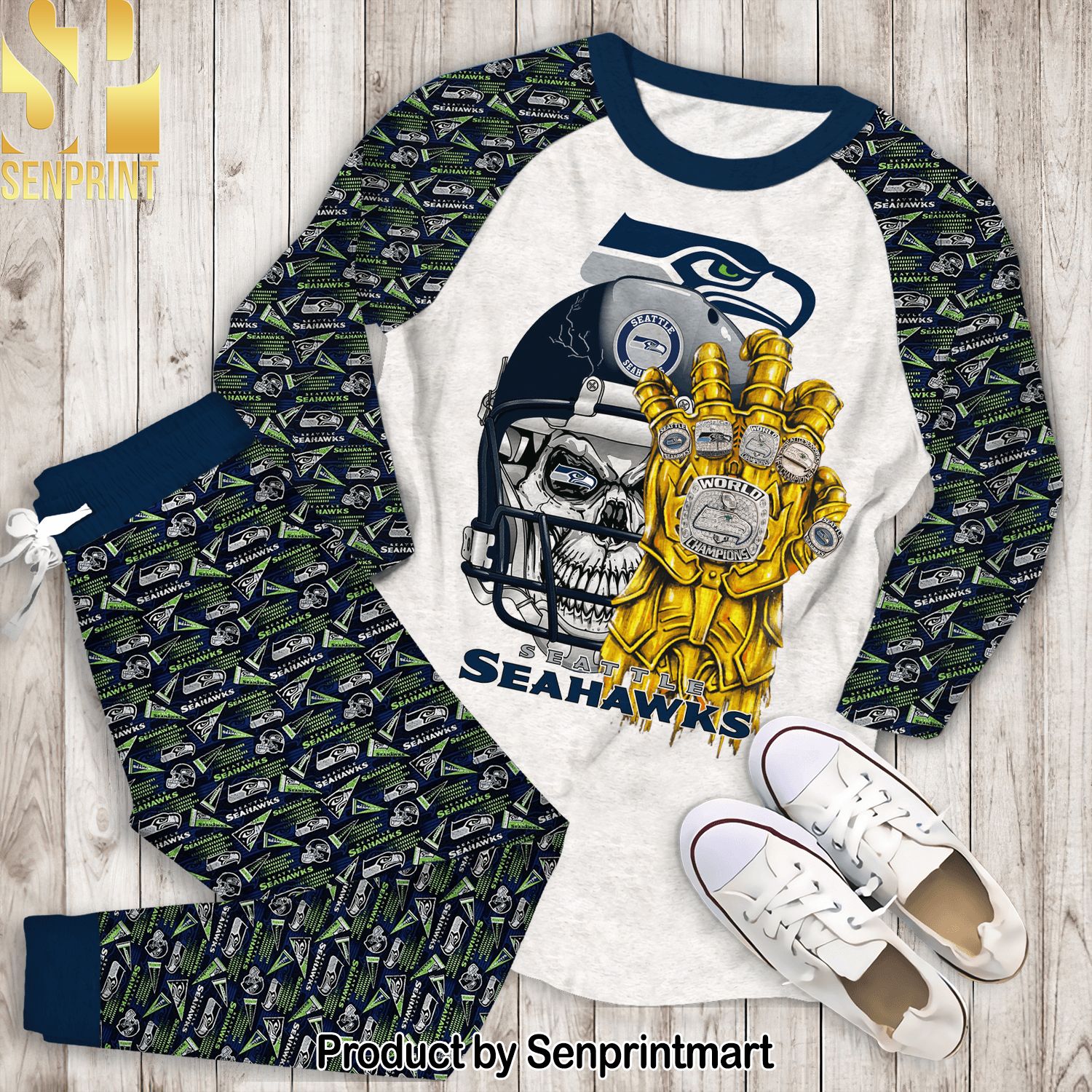 World Champion Seattle Seahawks Full Printing Classic Pajamas Set