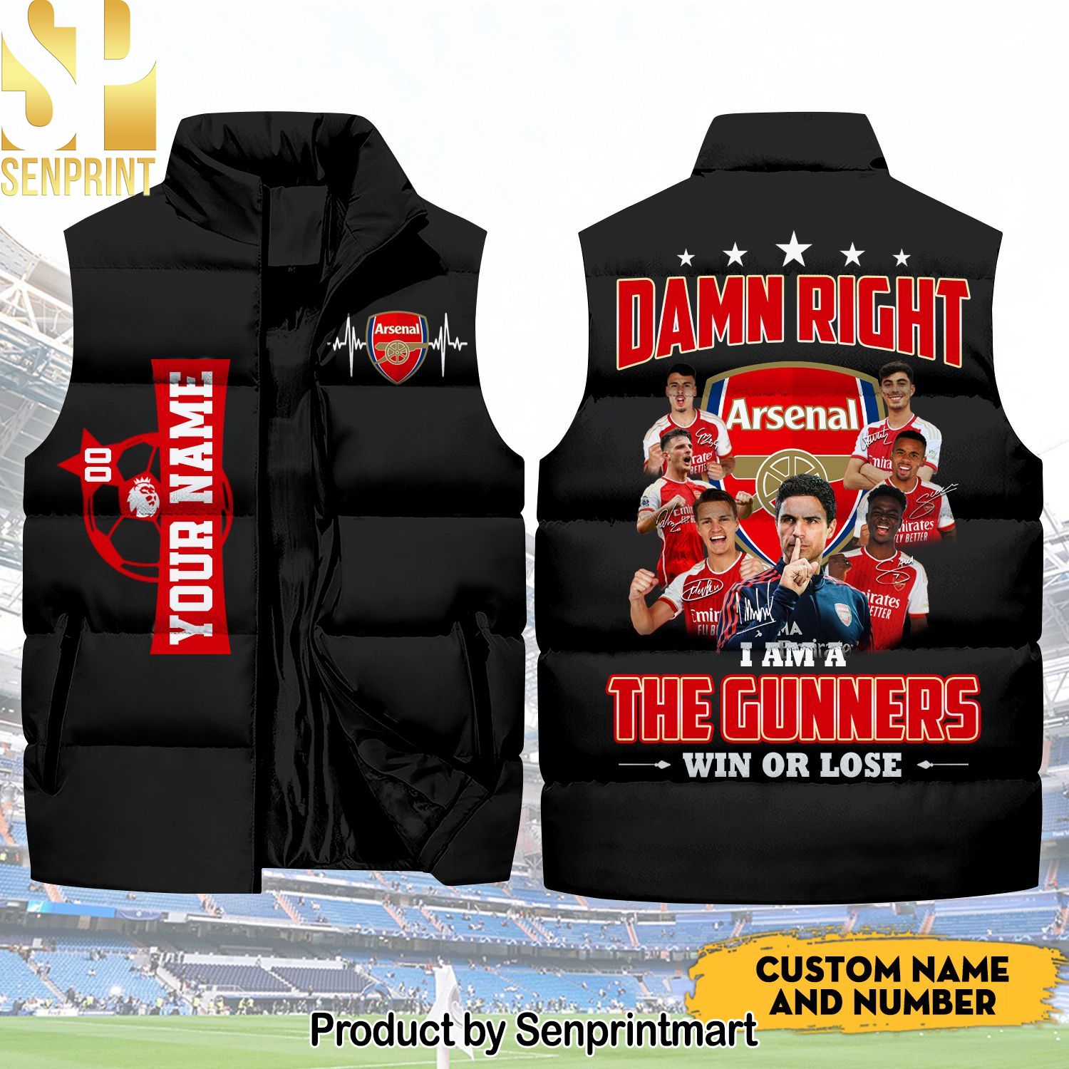 Damn Right I Am The Gunners Arsenal And Number Hot Fashion Sleeveless Jacket