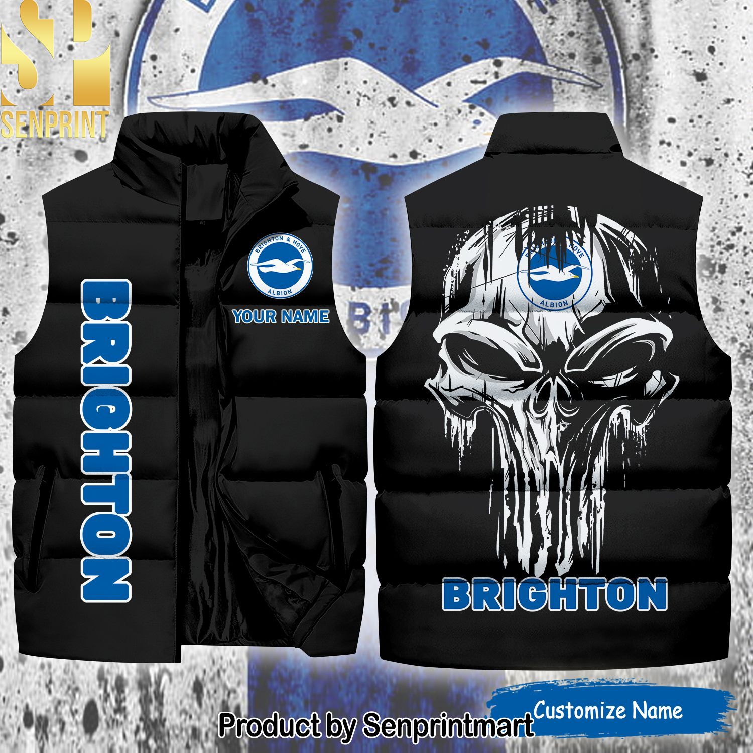 English Premier League Brighton and Hove Albion Skull New Fashion Sleeveless Jacket