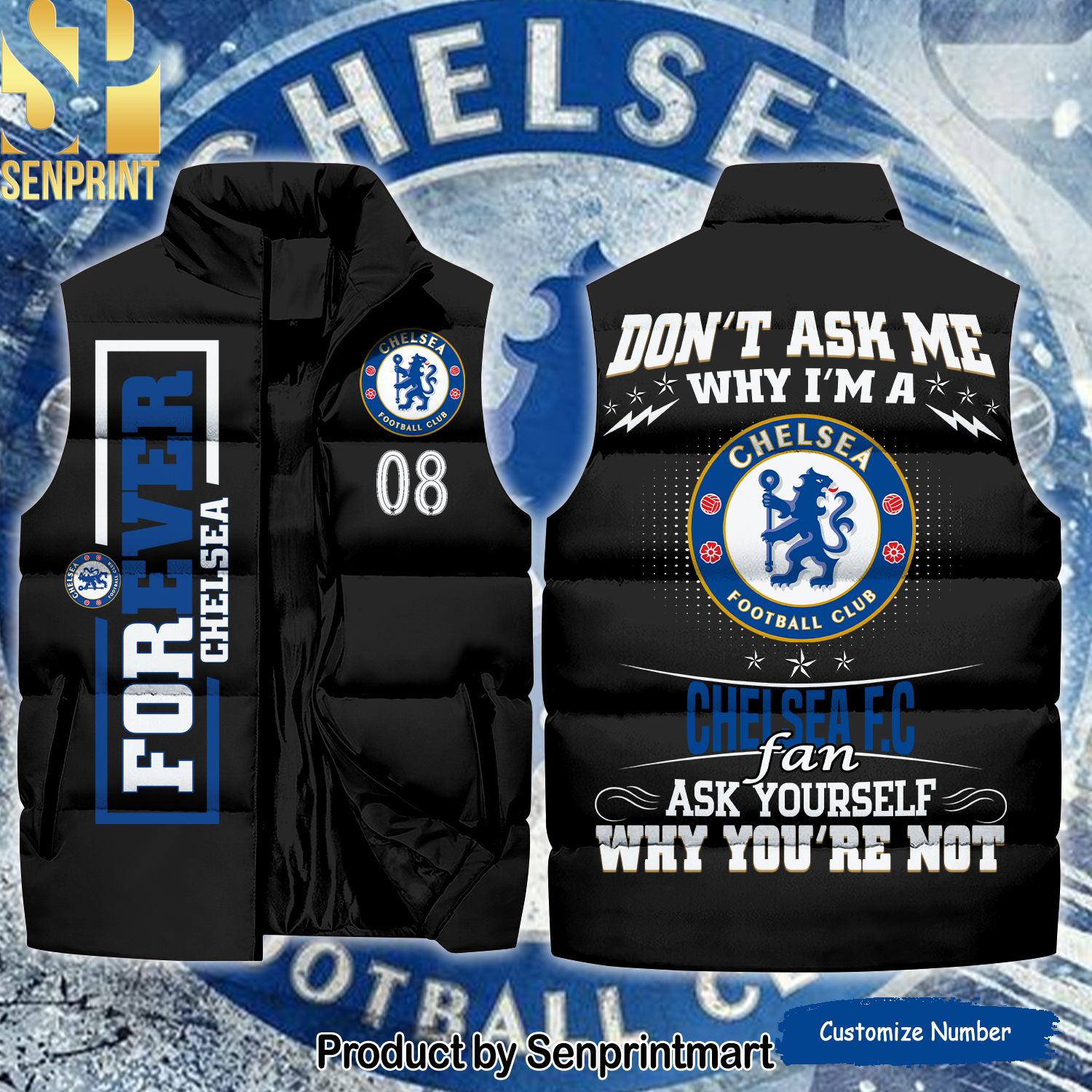 English Premier League For Ever Chelsea High Fashion Sleeveless Jacket