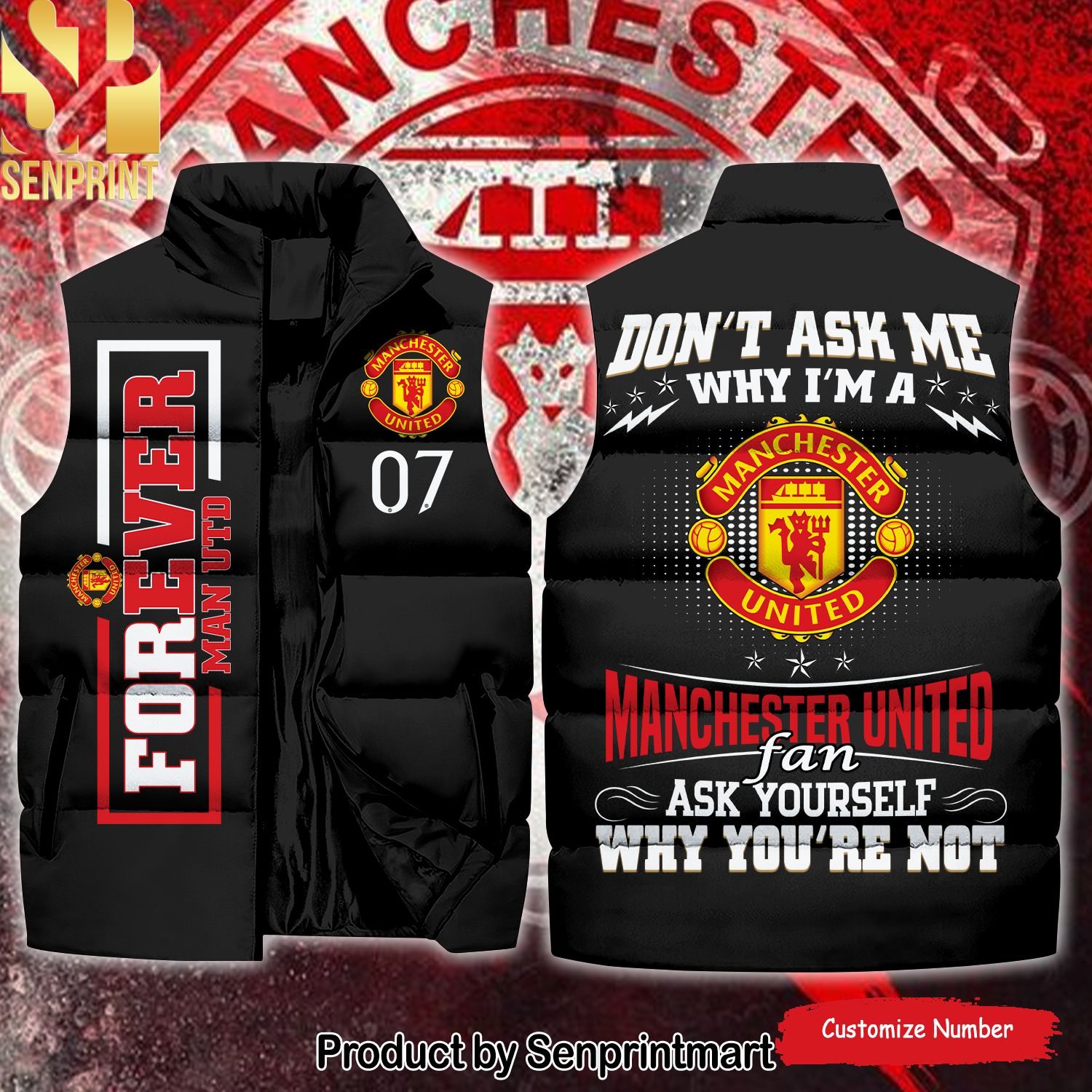 English Premier League For Ever Manchester United New Style Sleeveless Jacket