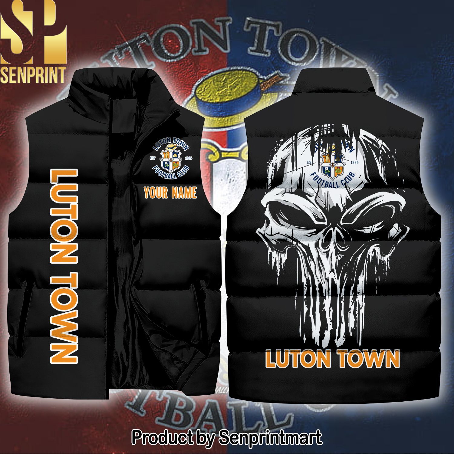 English Premier League Luton Town Skull Best Outfit Sleeveless Jacket