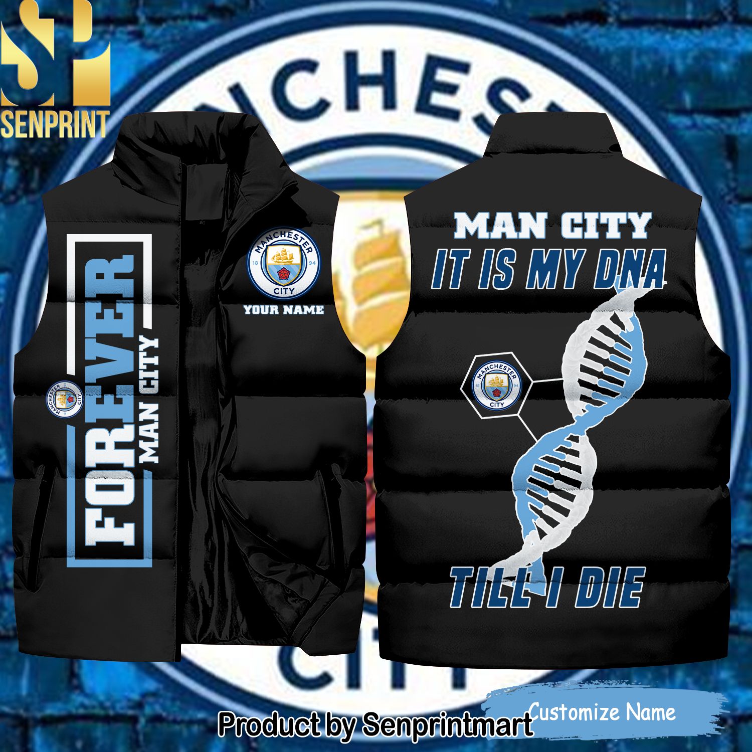 English Premier League Manchester City It Is My DNA Till I Die New Outfit Sleeveless Jacket