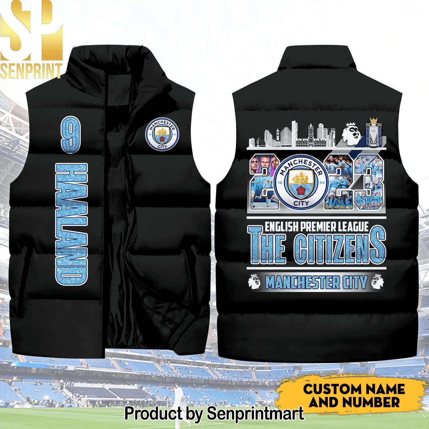 English Premier League Manchester City Number For Fans Sleeveless Jacket
