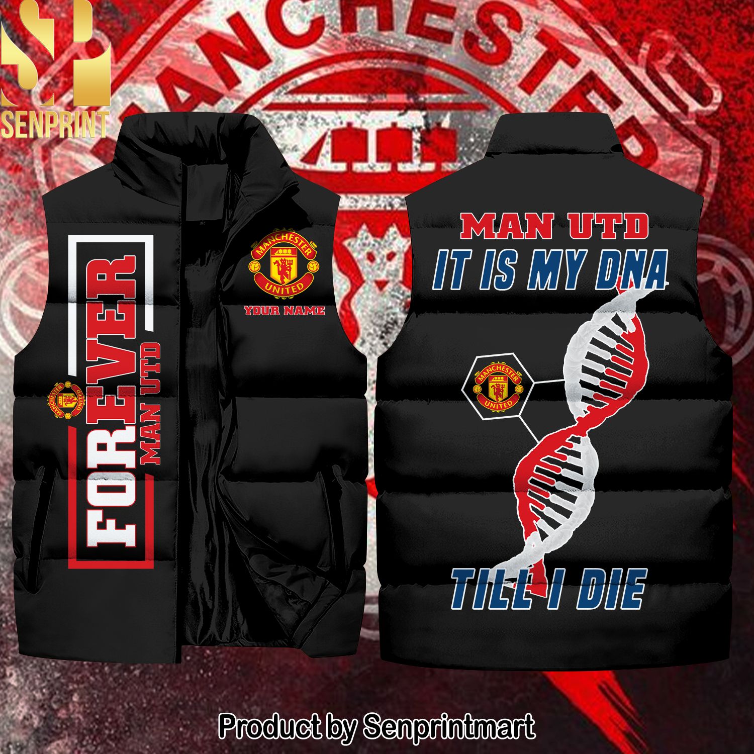 English Premier League Manchester United It Is My DNA Till I Die Hot Outfit Sleeveless Jacket