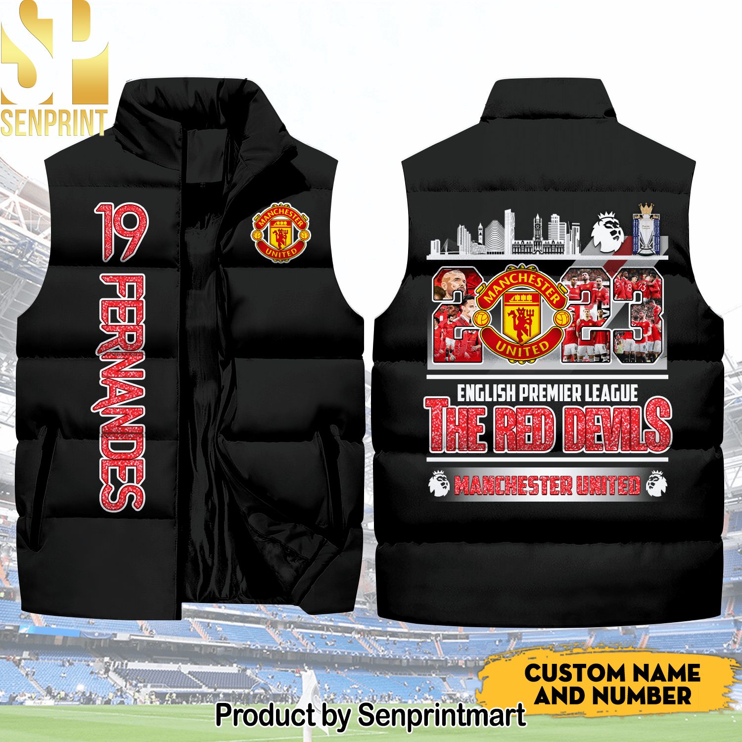 English Premier League Manchester United Number Hypebeast Fashion Sleeveless Jacket