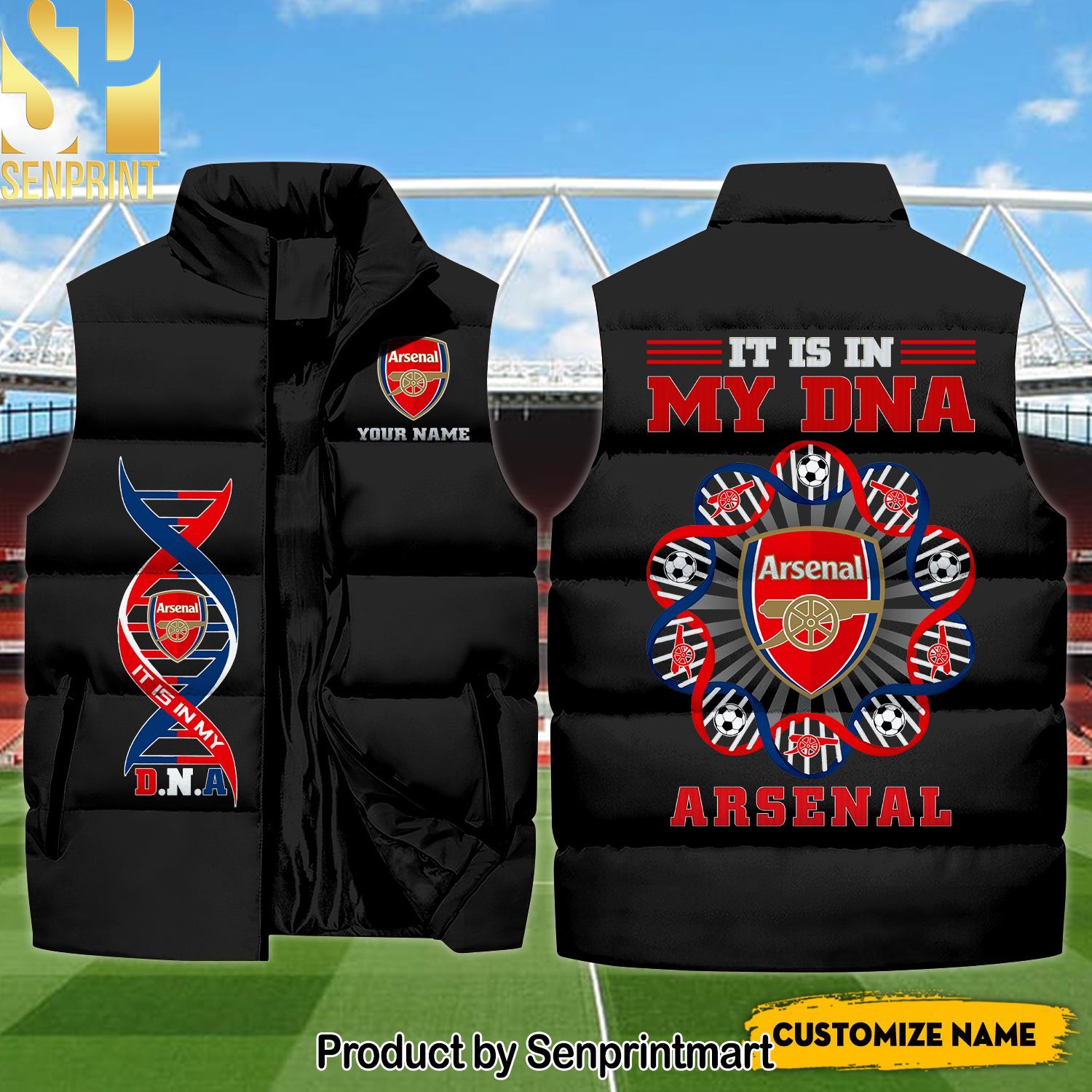 English Premier League My DNA Arsenal Hot Fashion Sleeveless Jacket