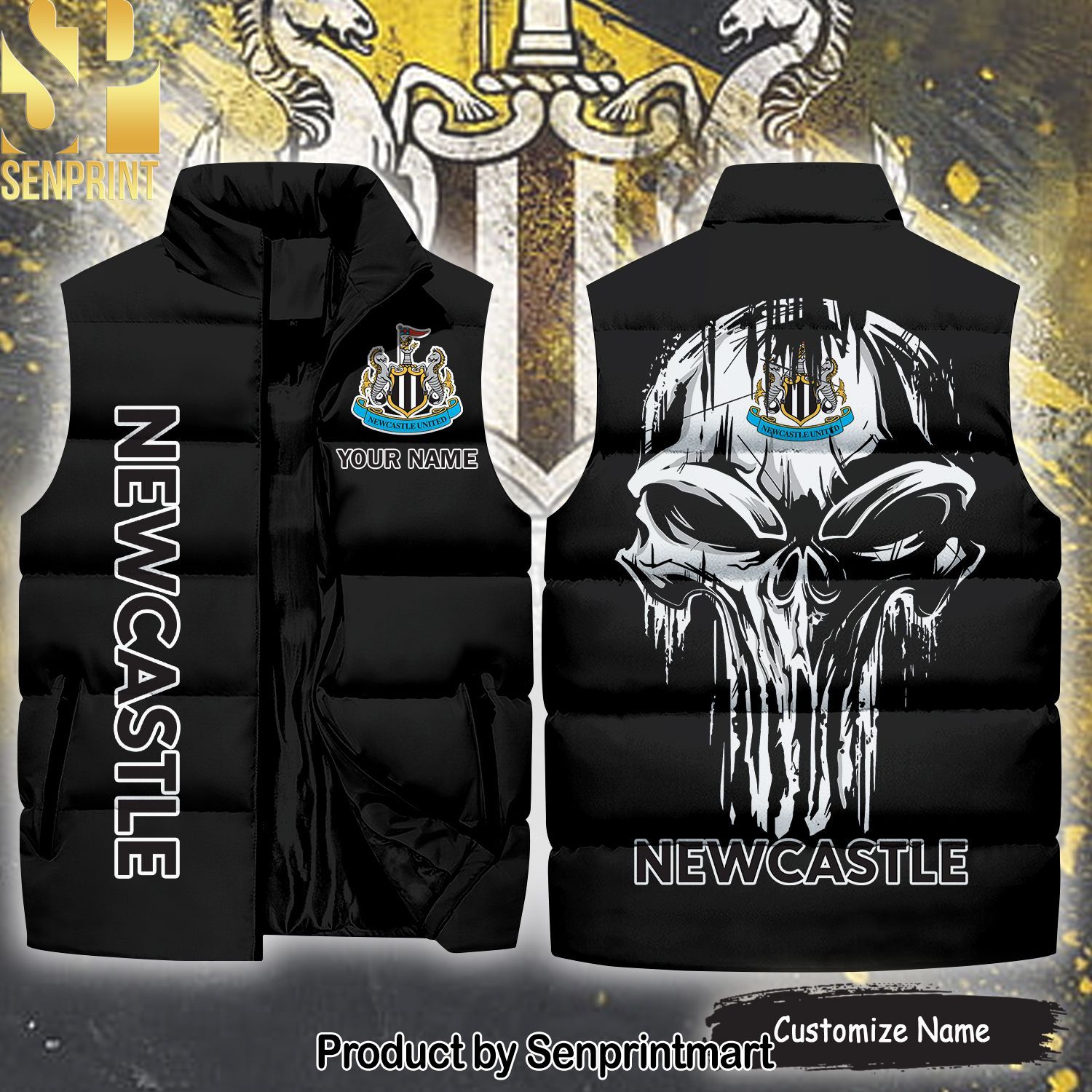 English Premier League Newcastle United Skull New Outfit Sleeveless Jacket