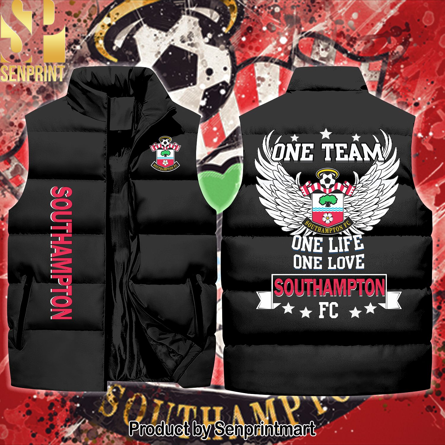 English Premier League Southampton Black Hypebeast Fashion Sleeveless Jacket