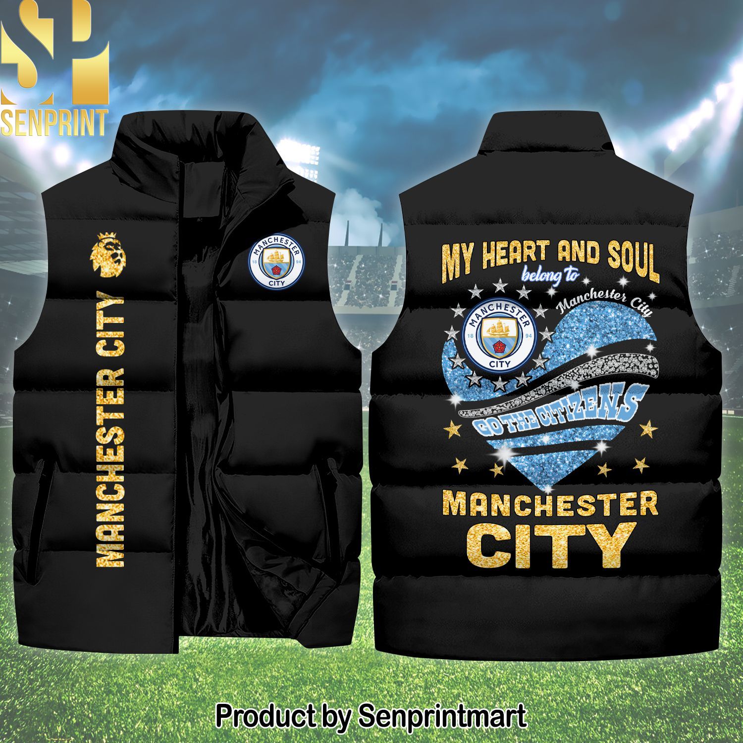 My Heart Belong To Manchester City High Fashion Sleeveless Jacket