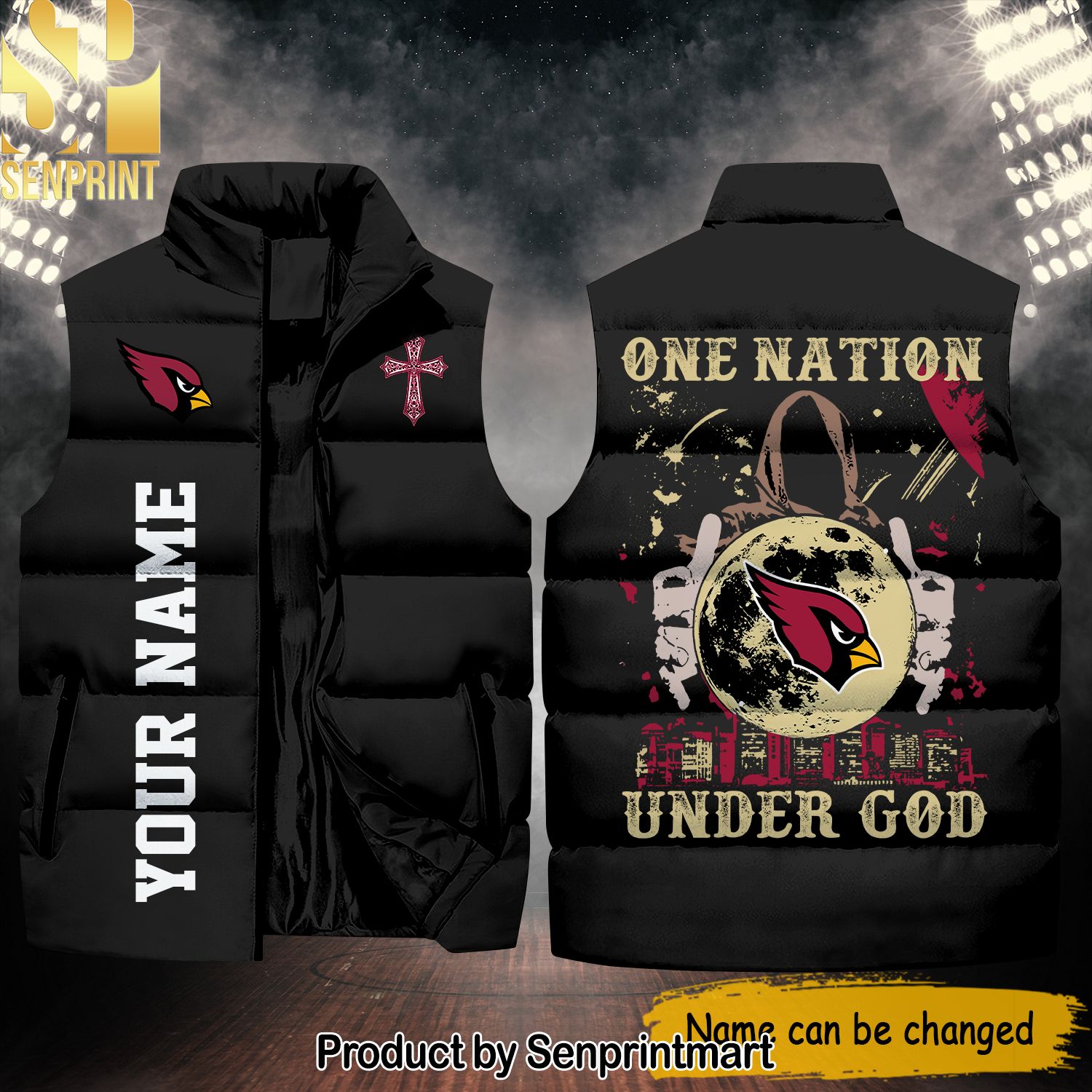 National Football League Arizona Cardinals One Nation Under God Hot Fashion Sleeveless Jacket