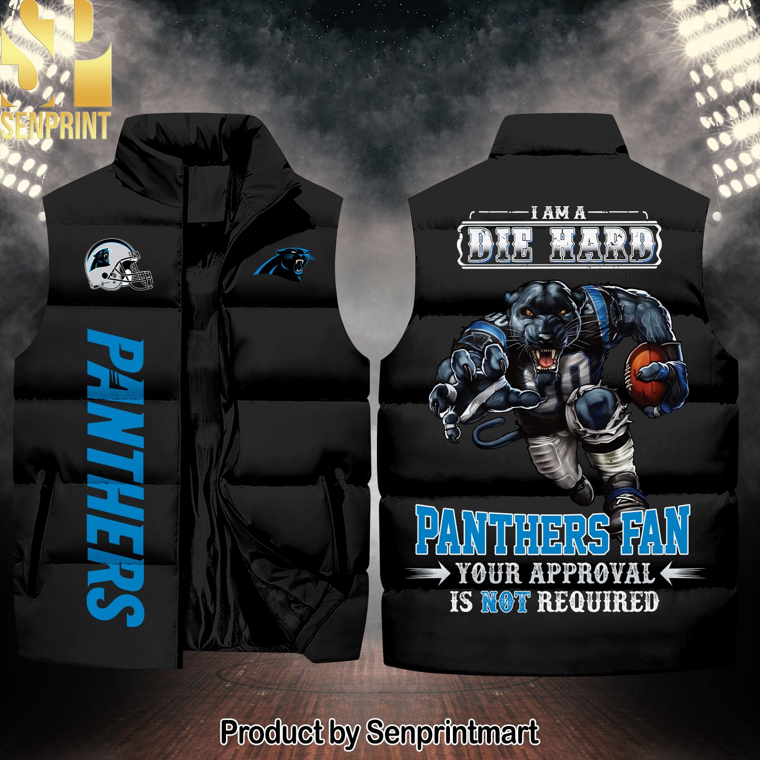 National Football League Carolina Panthers Die Hard Fan Classic Sleeveless Jacket