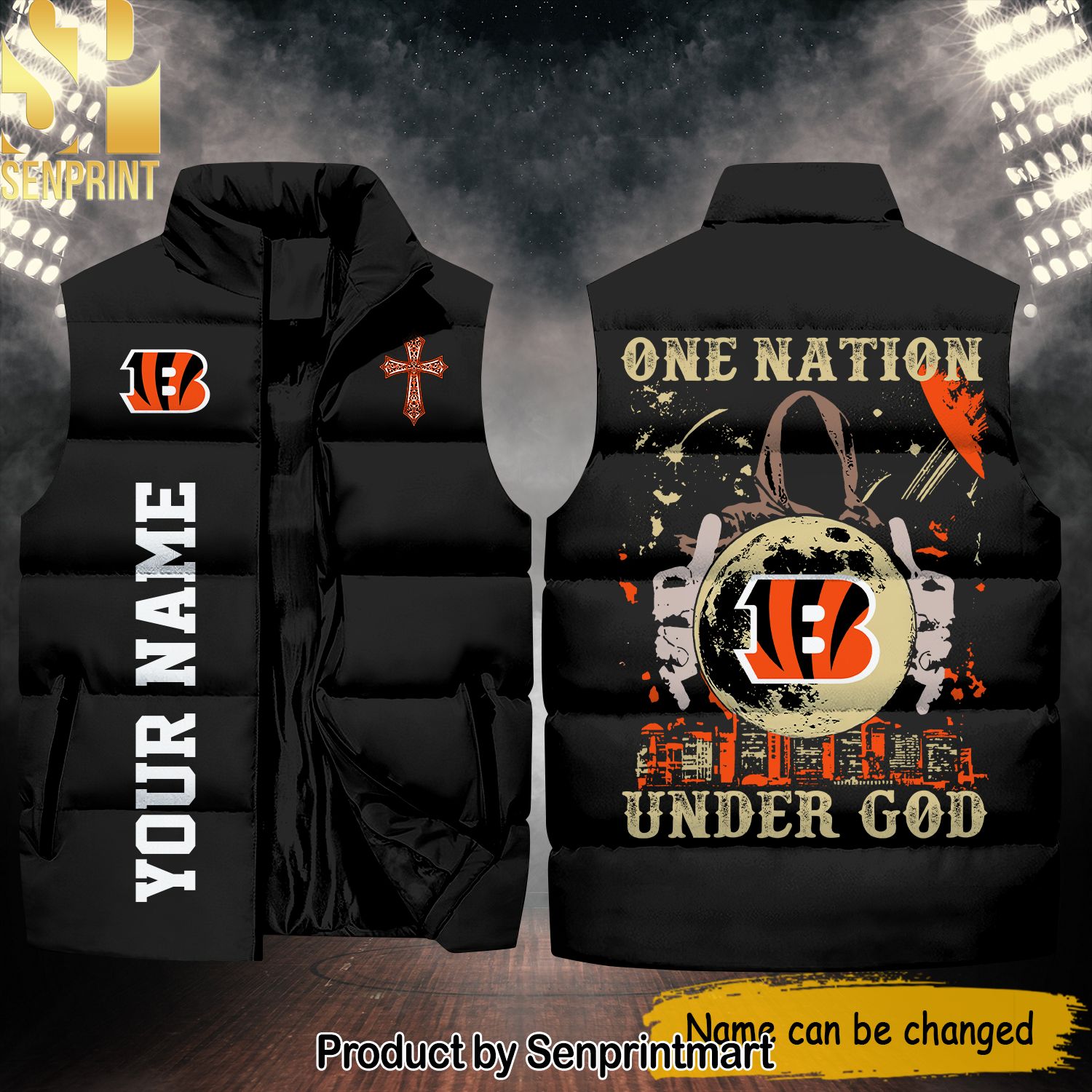 National Football League Cincinnati Bengals One Nation Under God Hot Outfit Sleeveless Jacket