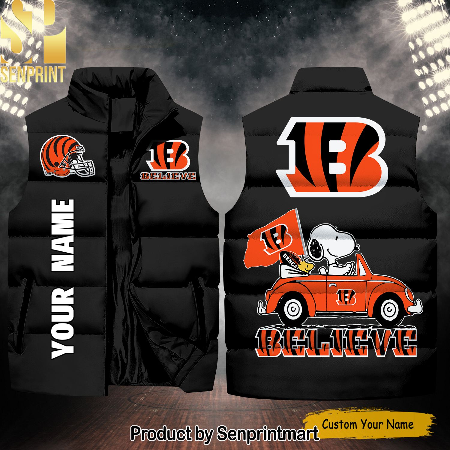 National Football League Cincinnati Bengals Peanuts Snoopy Unisex Sleeveless Jacket