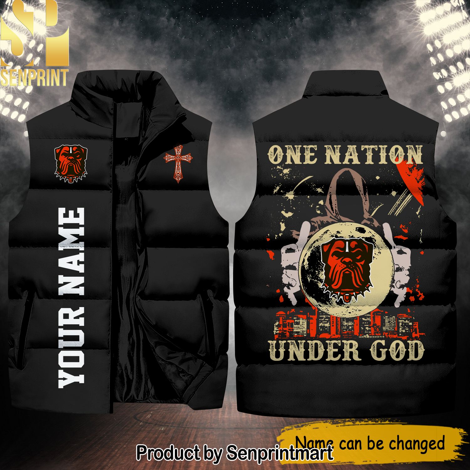 National Football League Cleveland Browns One Nation Under God New Fashion Sleeveless Jacket