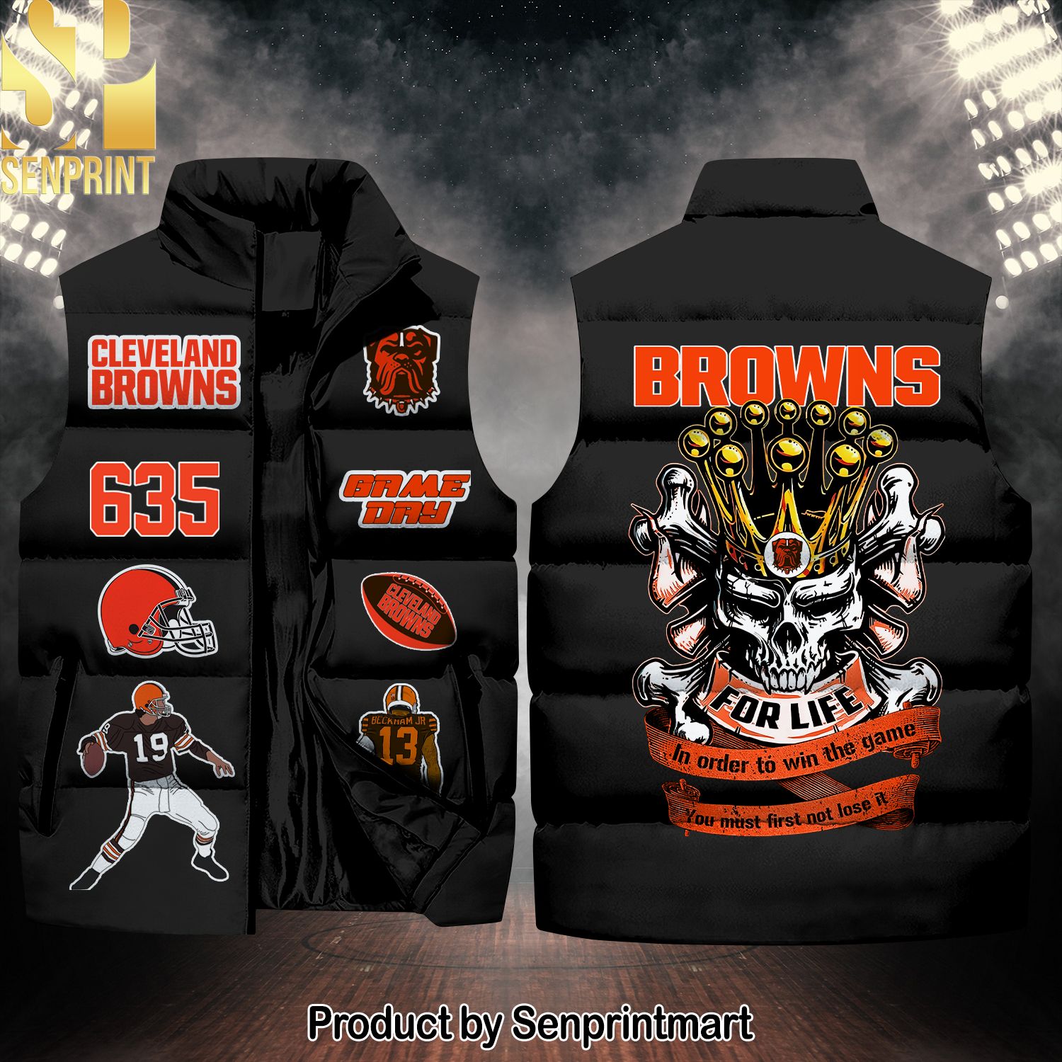 National Football League Cleveland Browns Skull Cool Version Sleeveless Jacket