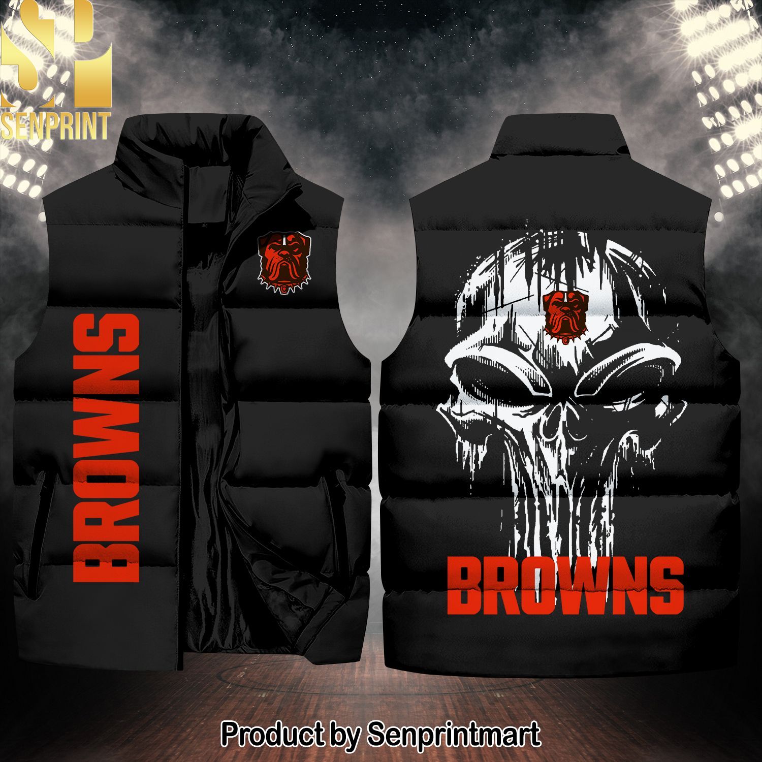 National Football League Cleveland Browns Skull Hot Outfit Sleeveless Jacket