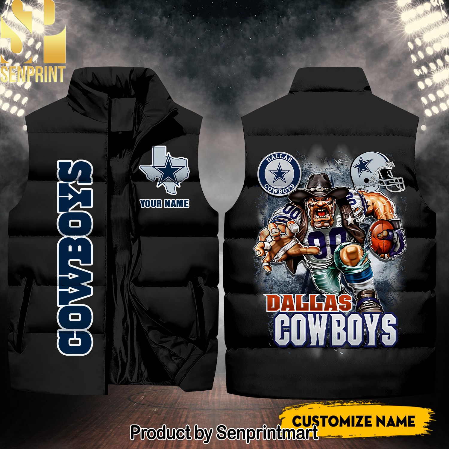 National Football League Dallas Cowboys Personalized Name Hot Outfit Sleeveless Jacket