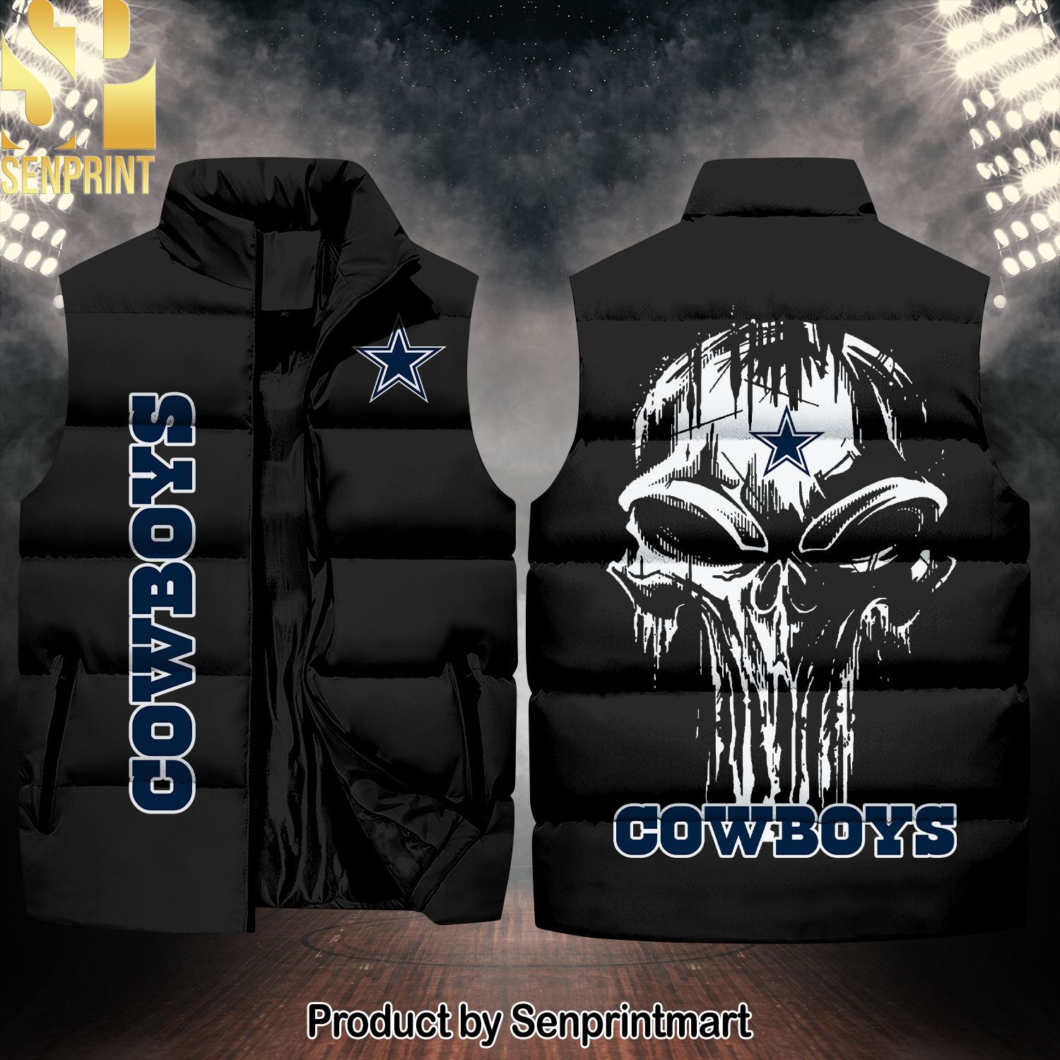 National Football League Dallas Cowboys Skull New Version Sleeveless Jacket