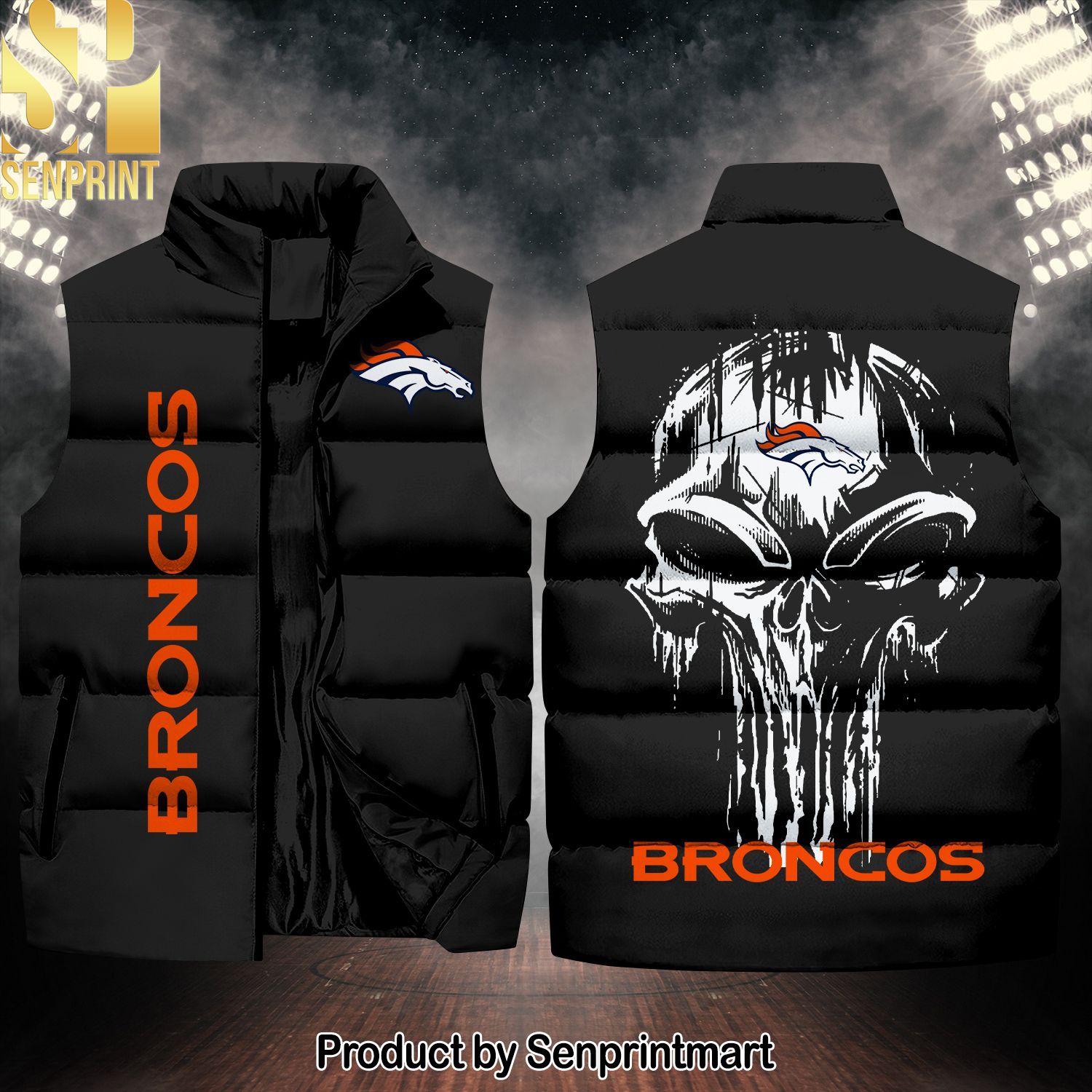 National Football League Denver Broncos Skull New Style Sleeveless Jacket